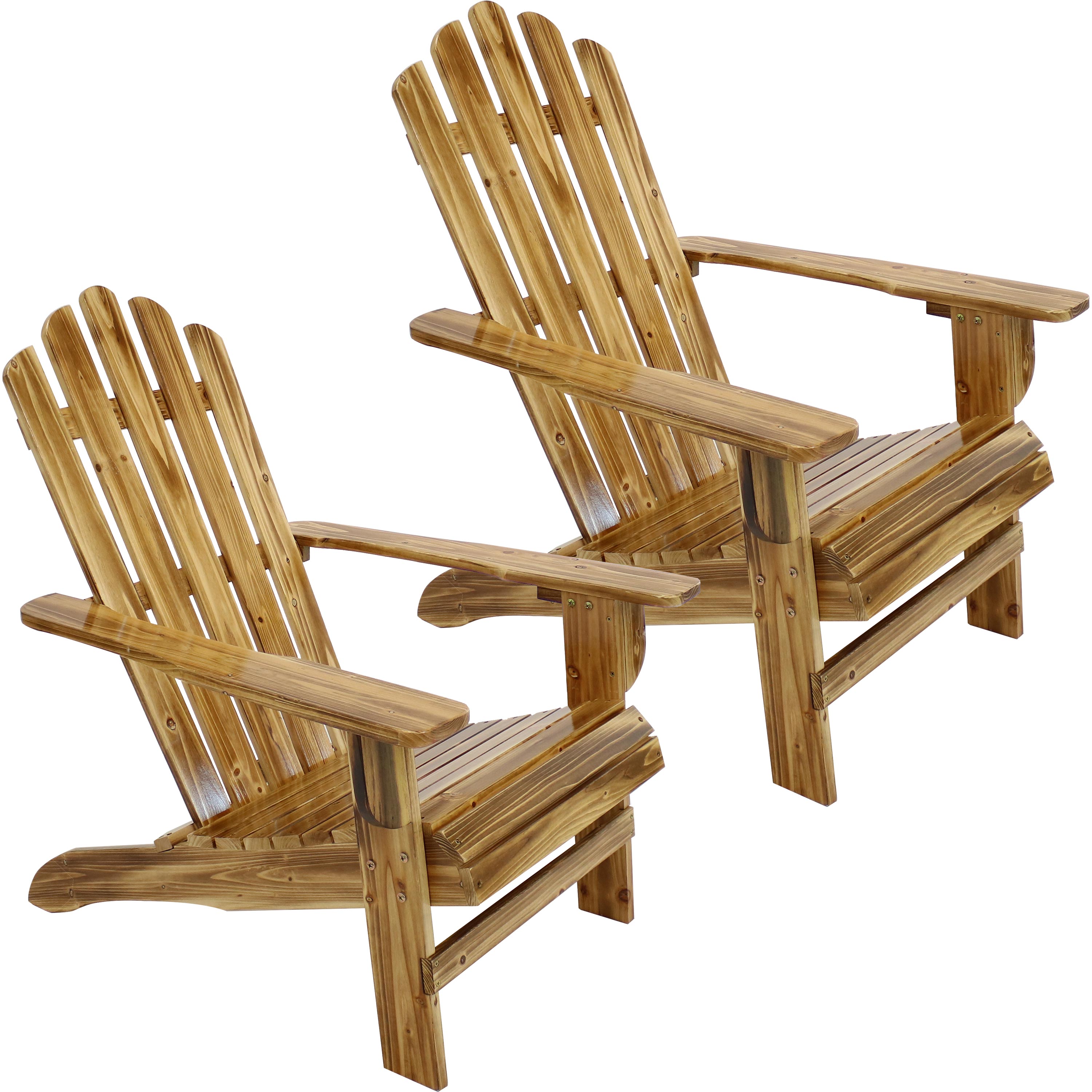 Sunnydaze Rustic Wooden Adirondack Chair with Light Charred Finish, 250 Pound Weight Capacity, Two