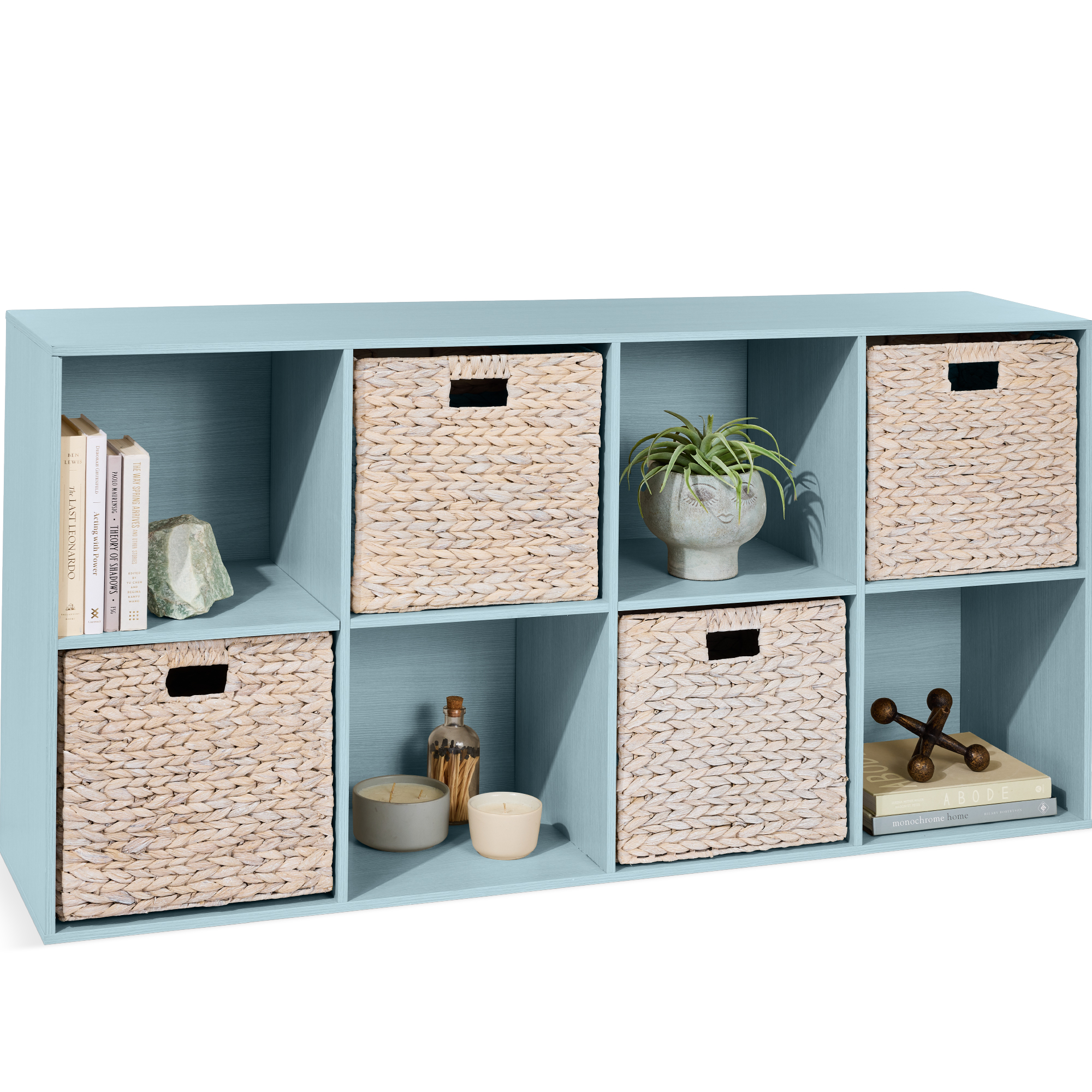 8-Cube Bookshelf, 11in Display Storage System, Organizer w/ Removable Back Panels - Light Blue - Best Choice Products Online