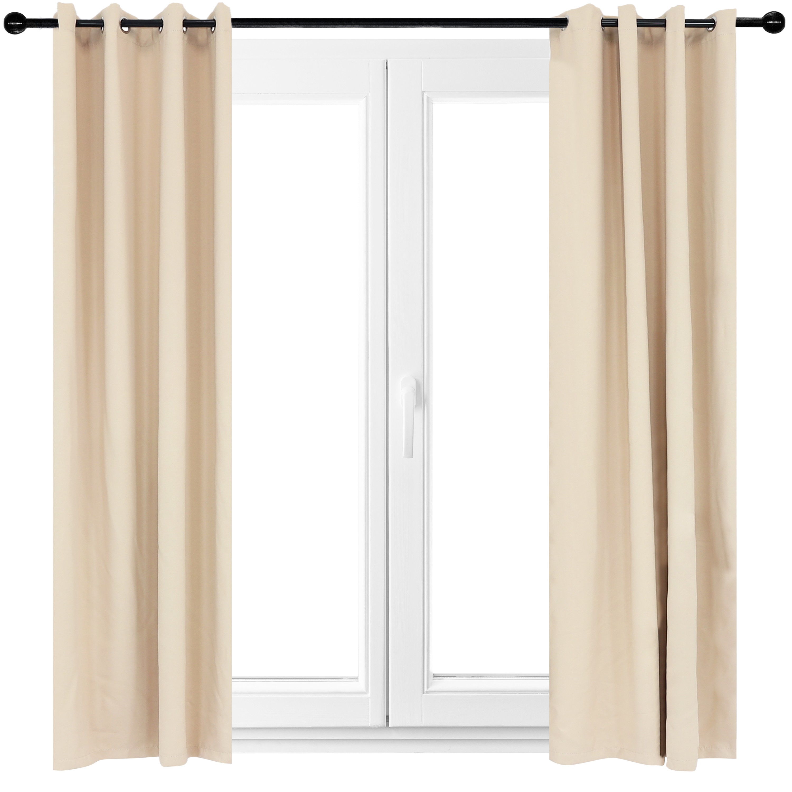 2 Indoor/Outdoor Blackout Curtain Panels with Grommet Top - 52 x 120 in (1.32 x 3 m)  - Beige