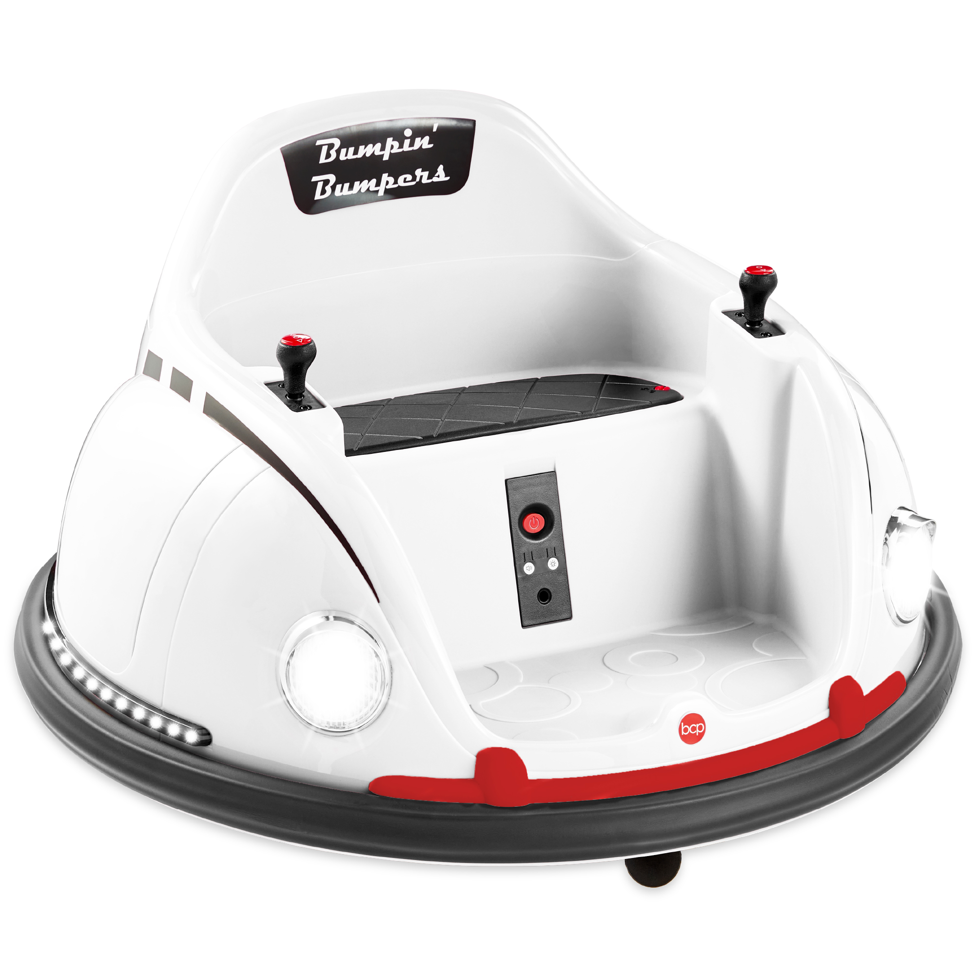 Kids 6V Bumper Car Ride On Toy w/ Remote Control, Harness, Lights, 360° Spin - White - Best Choice Products Online