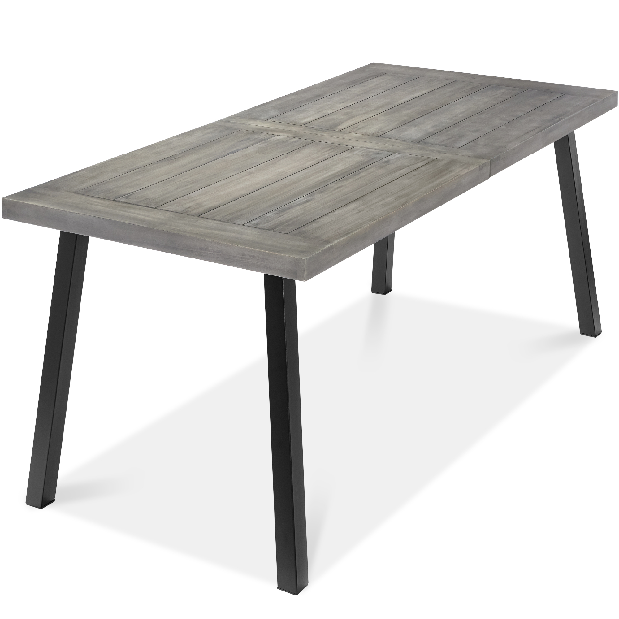 6-Person Indoor Outdoor Rustic Acacia Wood Picnic Dining Table w/ Metal Finish Legs - Weathered Gray - Best Choice Products Online