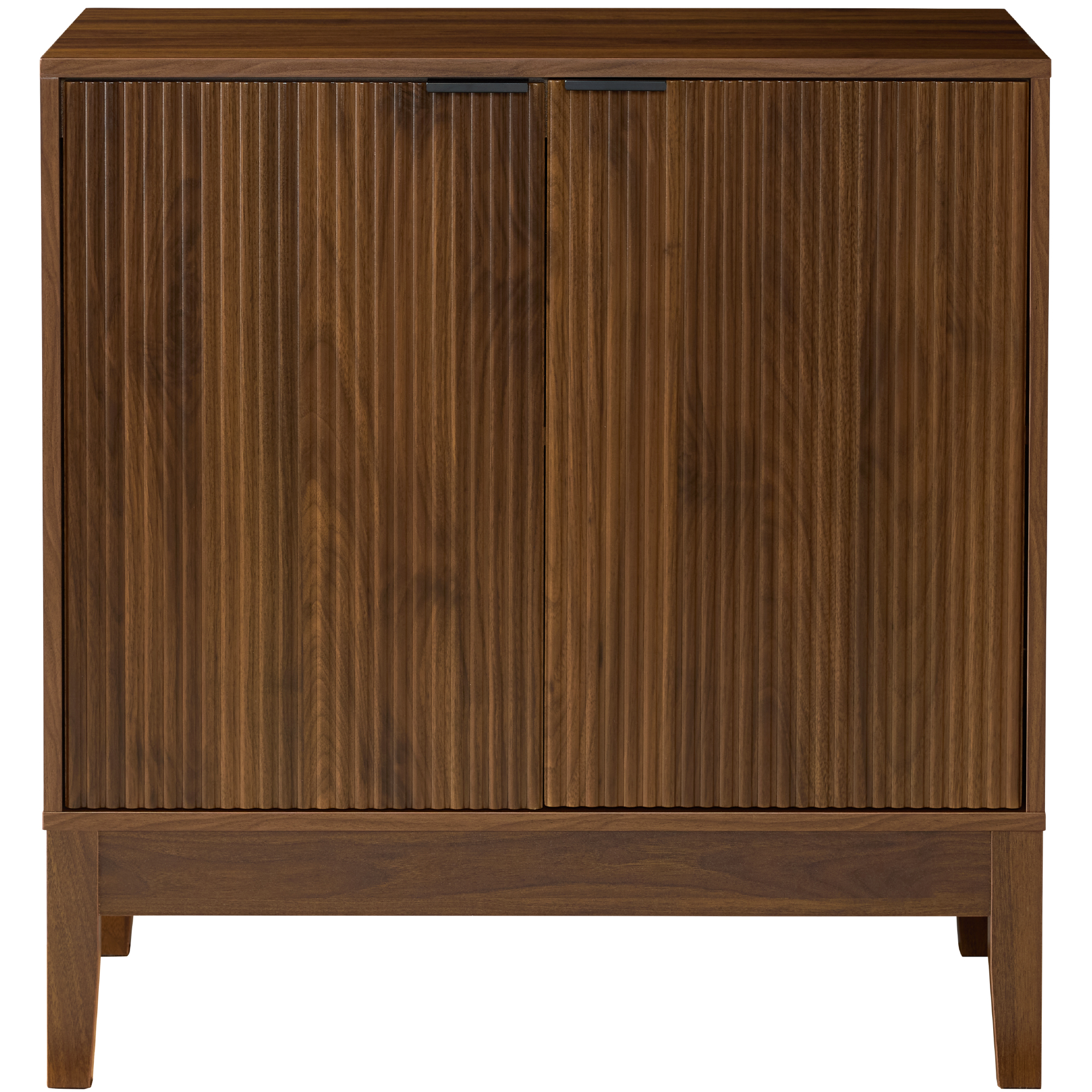2-Door Reeded Storage Cabinet w/ Soft-Close Doors, Multipurpose Accent Furniture - Walnut - Best Choice Products Online