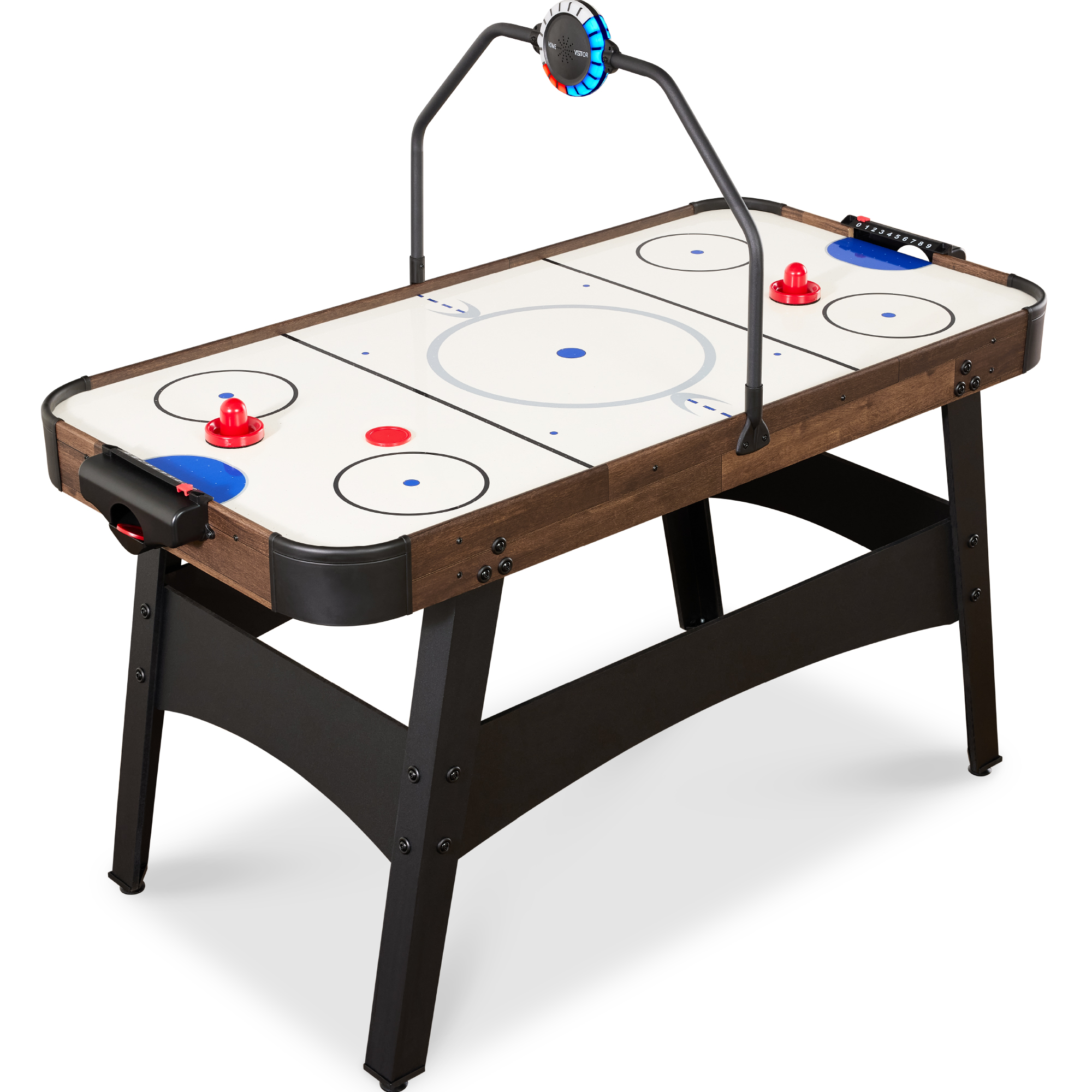 54in Air Hockey Game Table w/ LED Lights, Scoreboard, Powerful Motor - Walnut - Best Choice Products Online