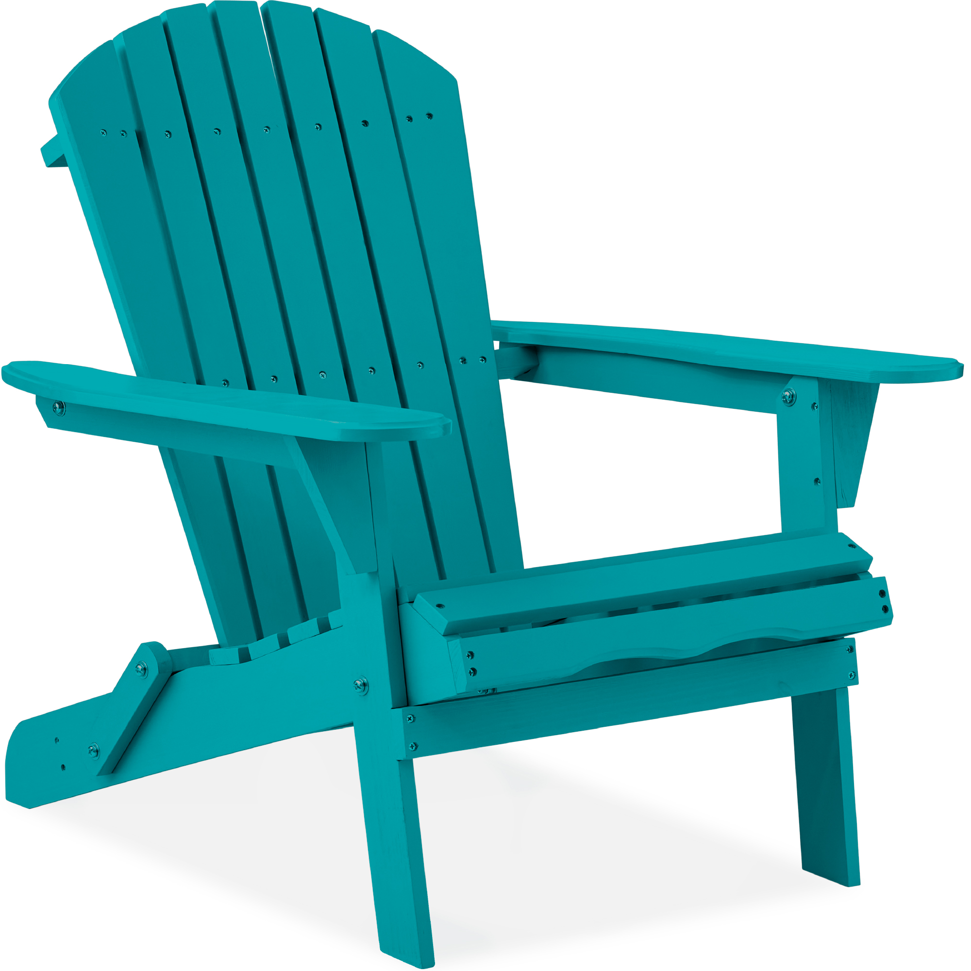 Folding Adirondack Chair, Outdoor Wooden Accent Lounge Furniture w/ 350lb Capacity - Peacock Blue - Best Choice Products Online
