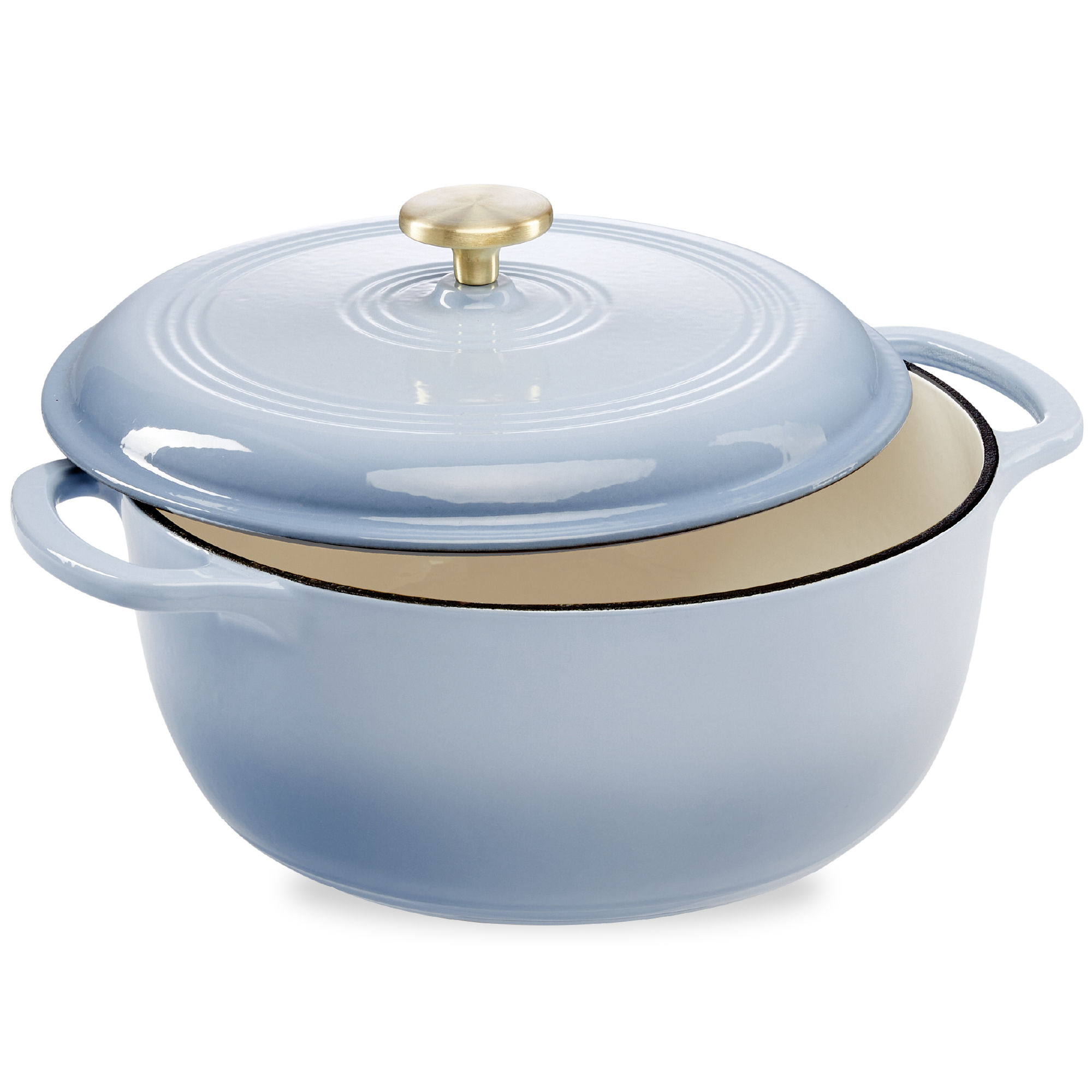 7.5qt Enamel Cast-Iron Dutch Oven, Heavy-Duty Cookware w/ Dual Handles - Cornflower Blue - Best Choice Products Online