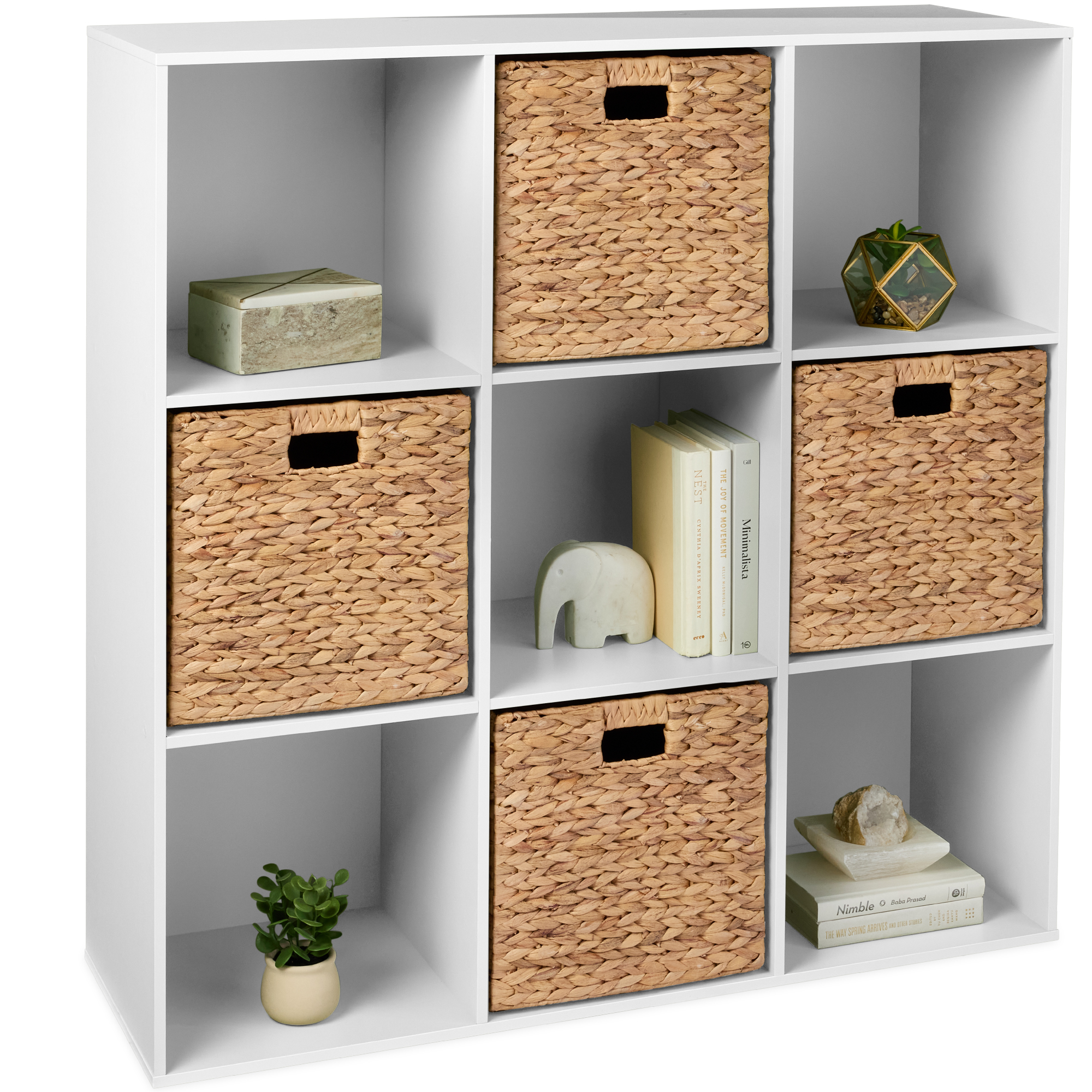 9-Cube Bookshelf, Display Storage System, Organizer w/ Removable Back Panels - White - Best Choice Products Online