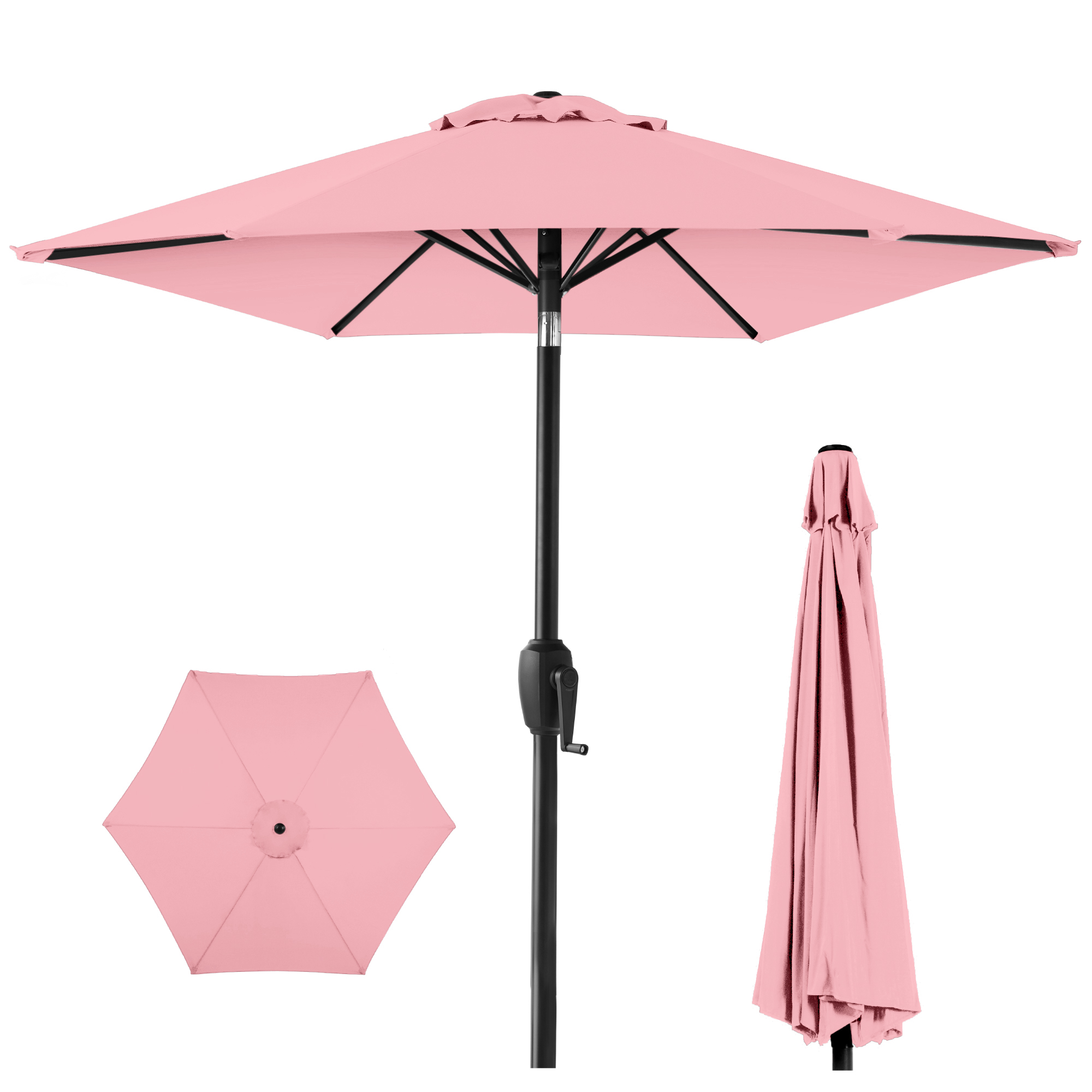 Best Choice Products 7.5ft Heavy-Duty Outdoor Market Patio Umbrella w/ Push Button Tilt, Easy Crank - Carnation