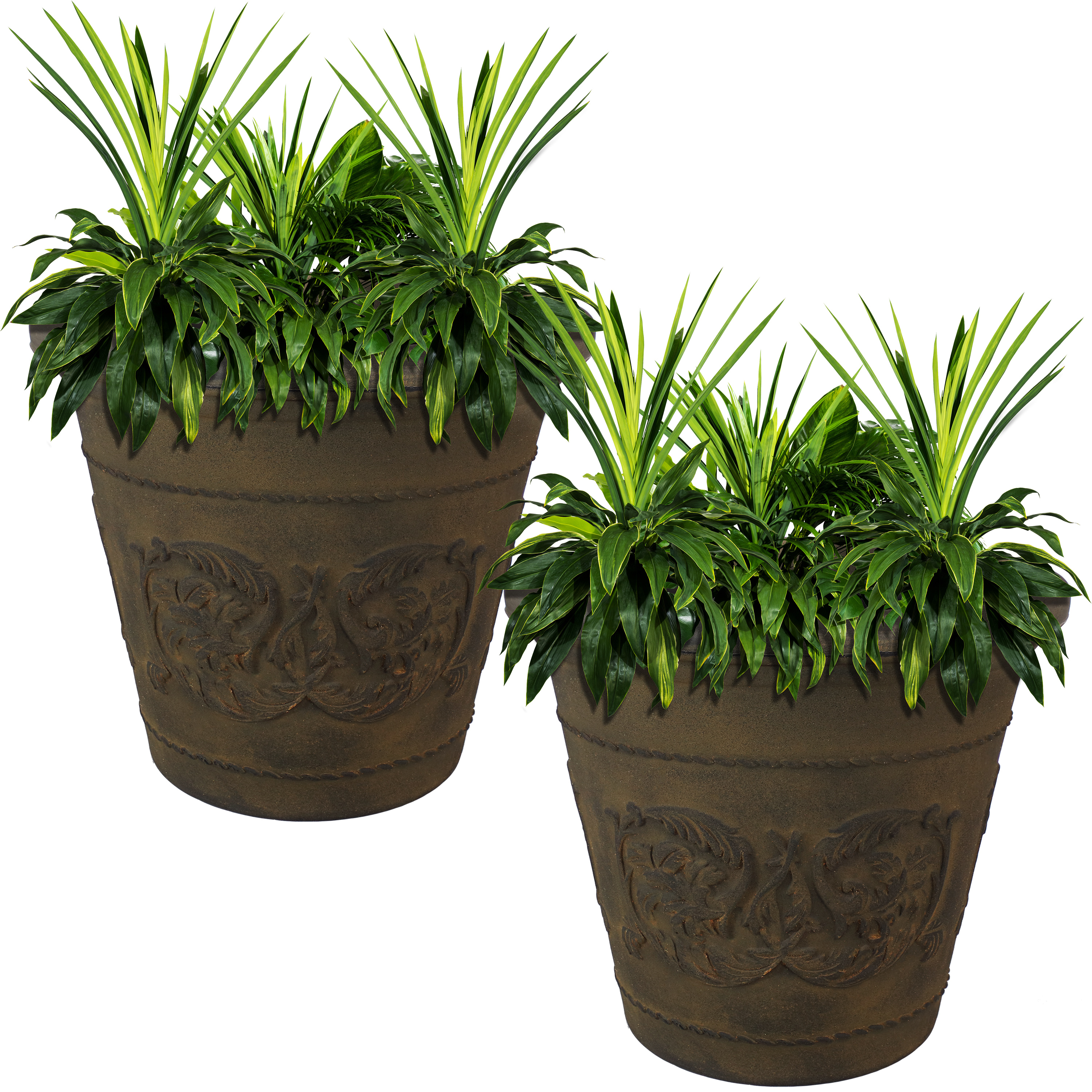 Sunnydaze Arabella Outdoor Flower Pot Planter  - Sable - 20-Inch - 2-Pack