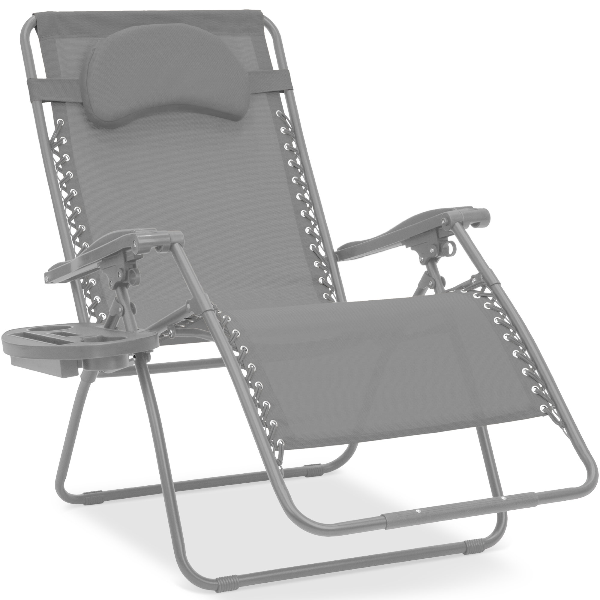 Oversized Zero Gravity Chair w/ Pillow, Cupholder, Folding Outdoor Lounge Recliner For Patio & Pool - Dove Gray - Best Choice Products Online