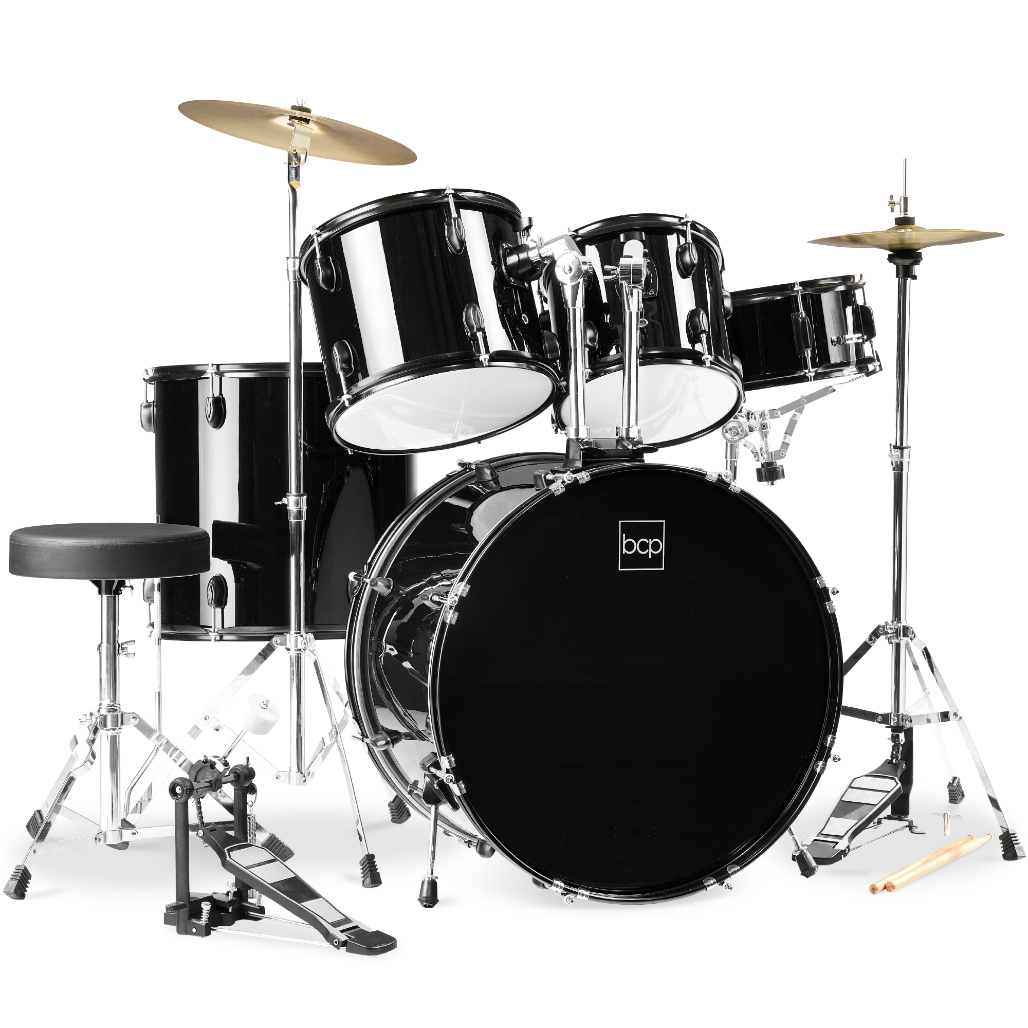 Best Choice Products 5-Piece Beginner Drum Set w/ Snare, Bass, Toms, Cymbal, Hi-Hat, Sticks, Drum Pedal - Black