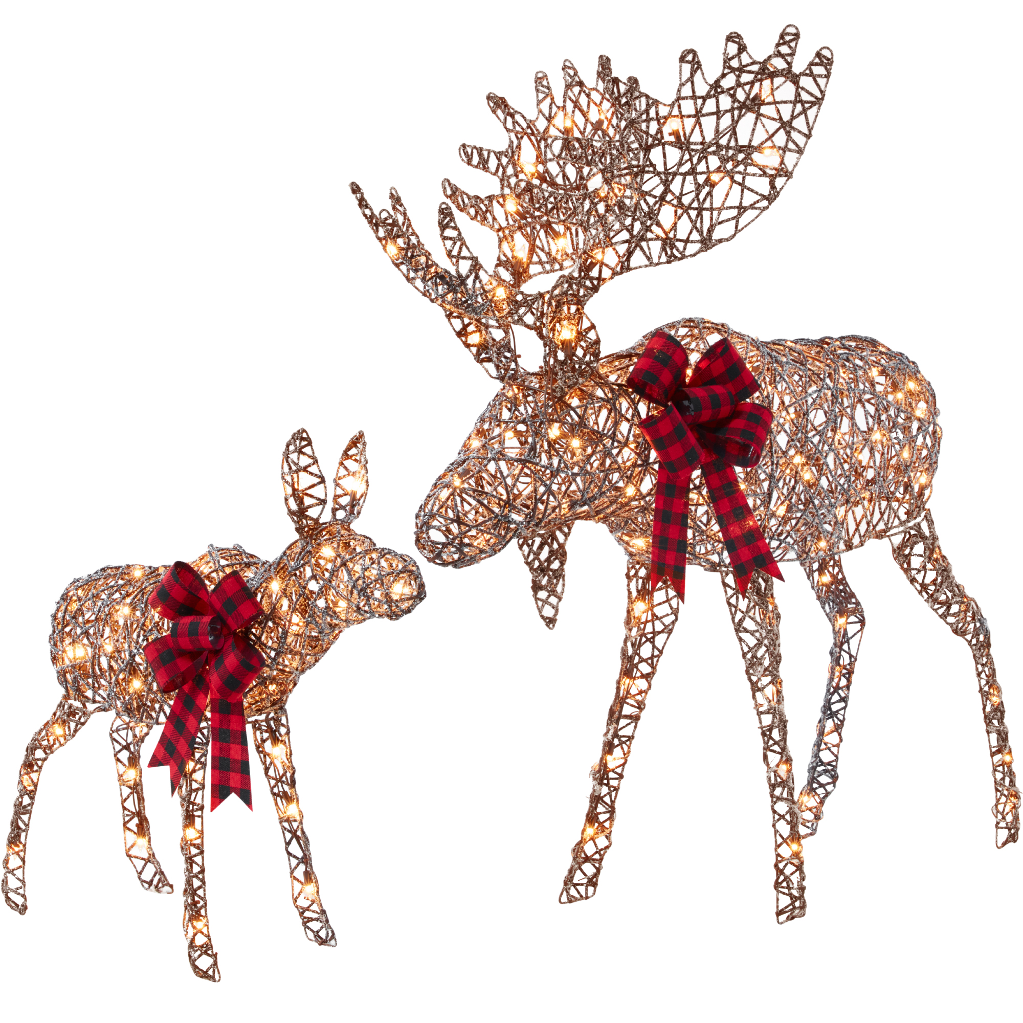 2-Piece Moose Family, Lighted Rattan Christmas Rattan-Inspired Yard Decoration Set w/ 170 Lights - Best Choice Products Online