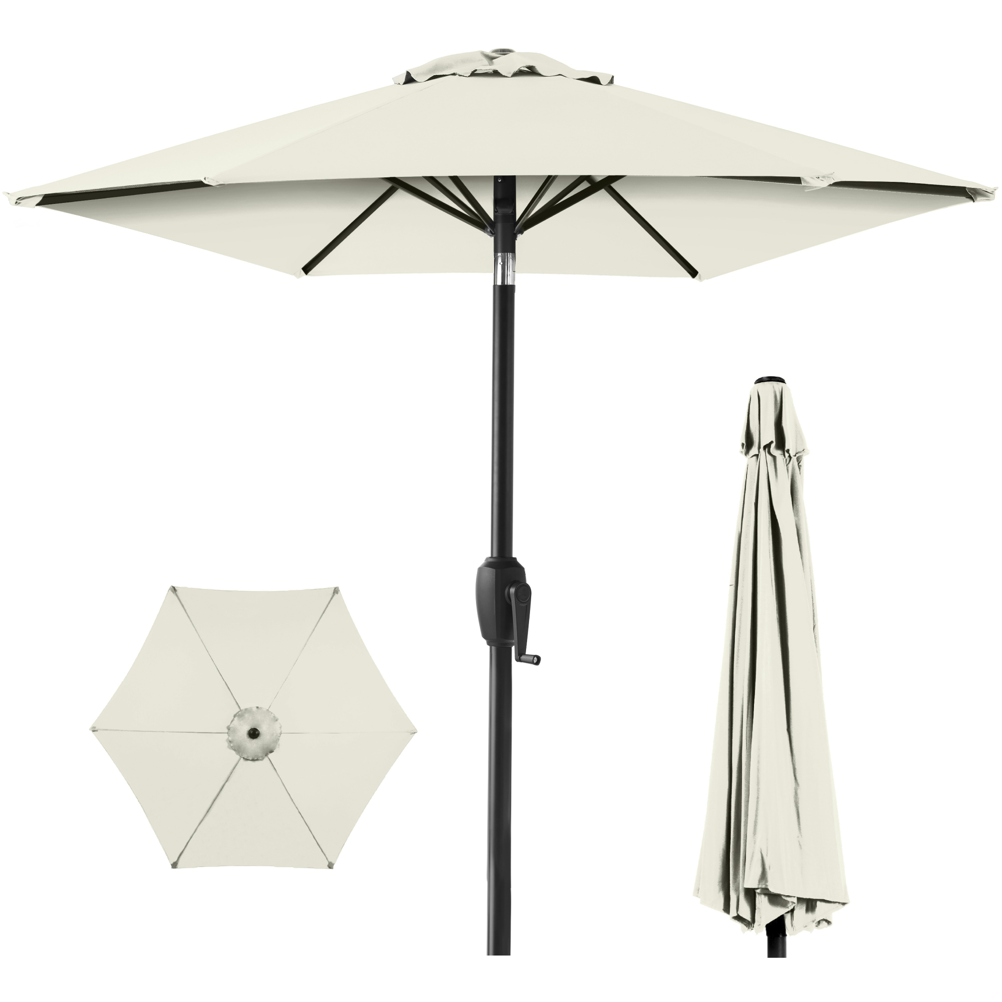 7.5ft Heavy-Duty Outdoor Market Patio Umbrella w/ Push Button Tilt, Easy Crank Lift - Cream | Best Choice Products Online