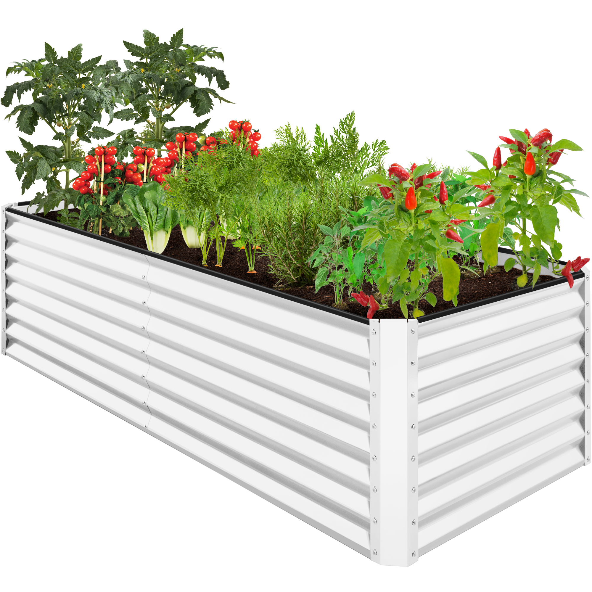 8x4x2ft Raised Metal Garden Bed Outdoor Planter Box For Vegetables, Flowers, Herbs, Succulents, 8x4x2ft - White - Best Choice Products Online