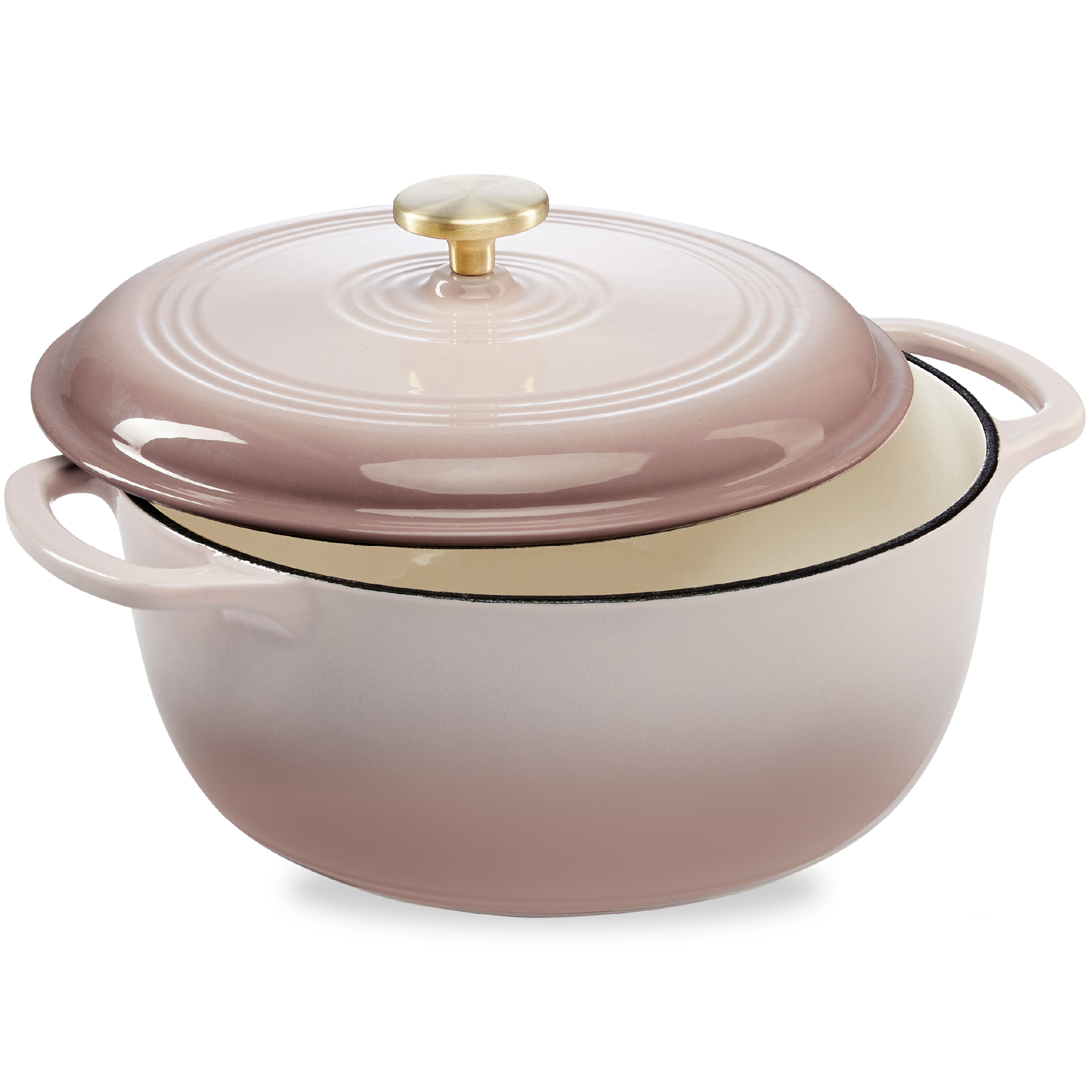 7.5qt Enamel Cast-Iron Dutch Oven, Heavy-Duty Cookware w/ Dual Handles - Mushroom Beige - Best Choice Products Online