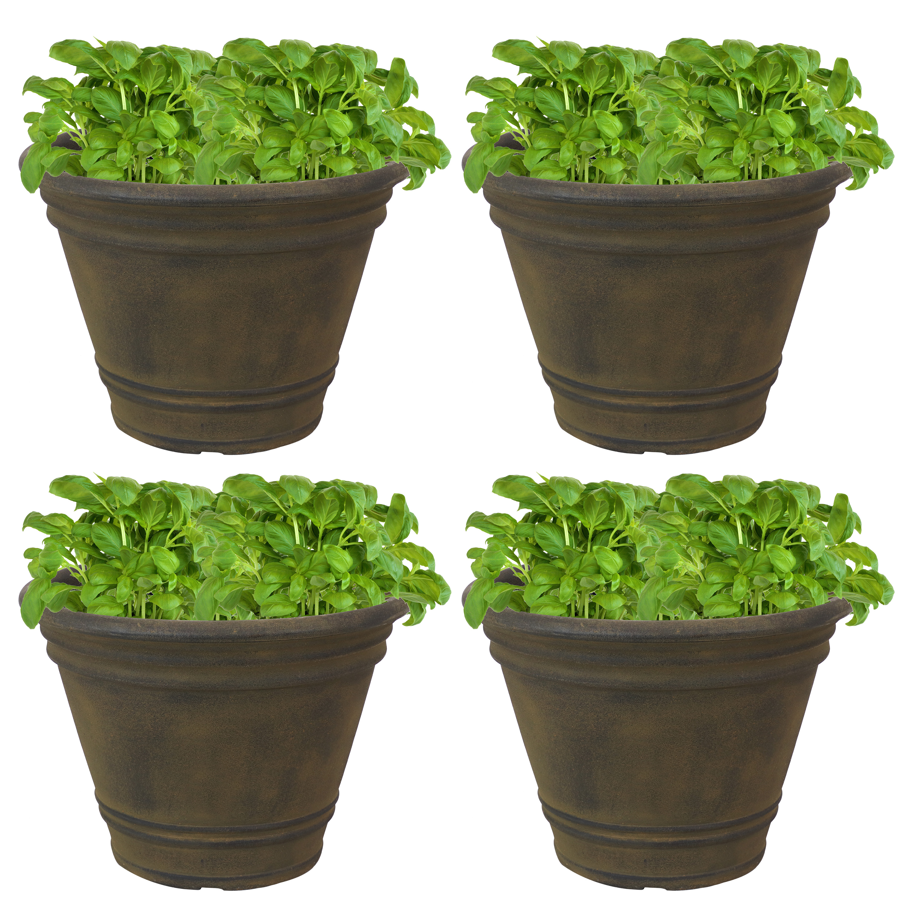 Sunnydaze Franklin Outdoor Flower Pot Planter - Sable - 20-Inch - 4-Pack