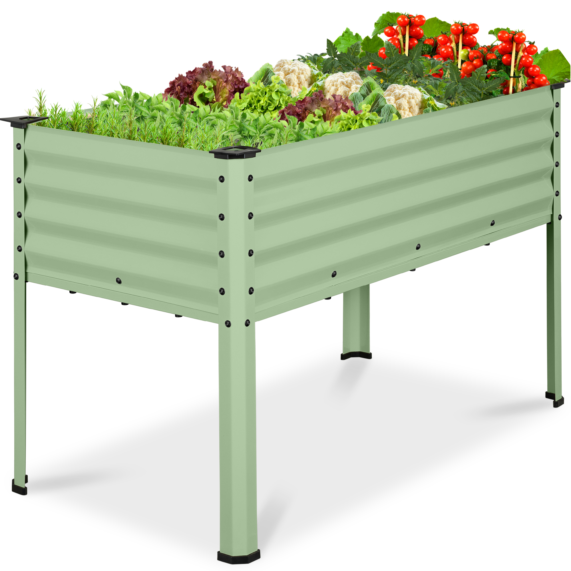 48x24x30in Elevated Galvanized Metal Garden Bed w/ Corner Protectors - Sage Green - Best Choice Products Online