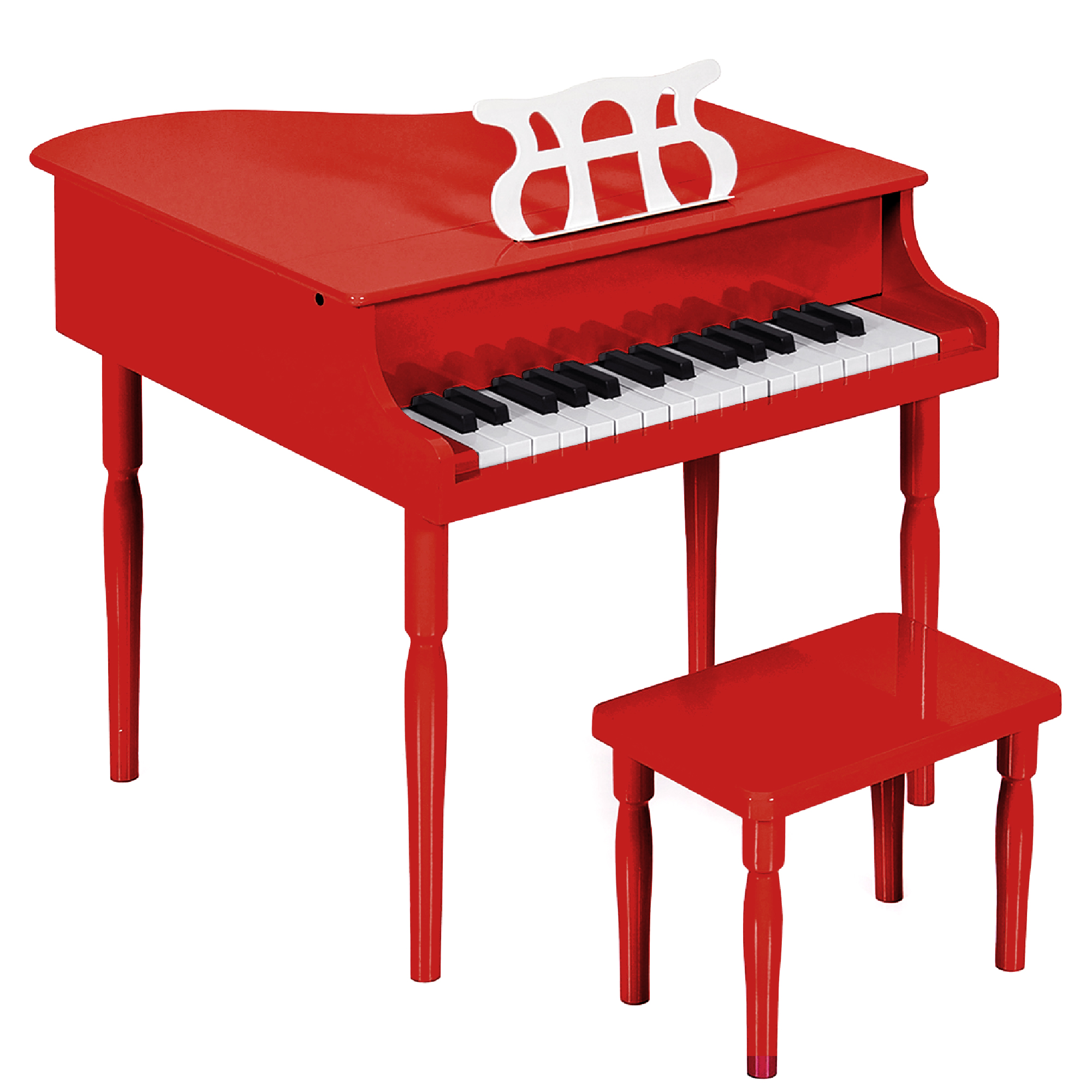 Kids Wooden 30-Key Mini Grand Piano w/ Lid, Bench, Foldable Music Rack, Song Book, Stickers - Red - Best Choice Products Online