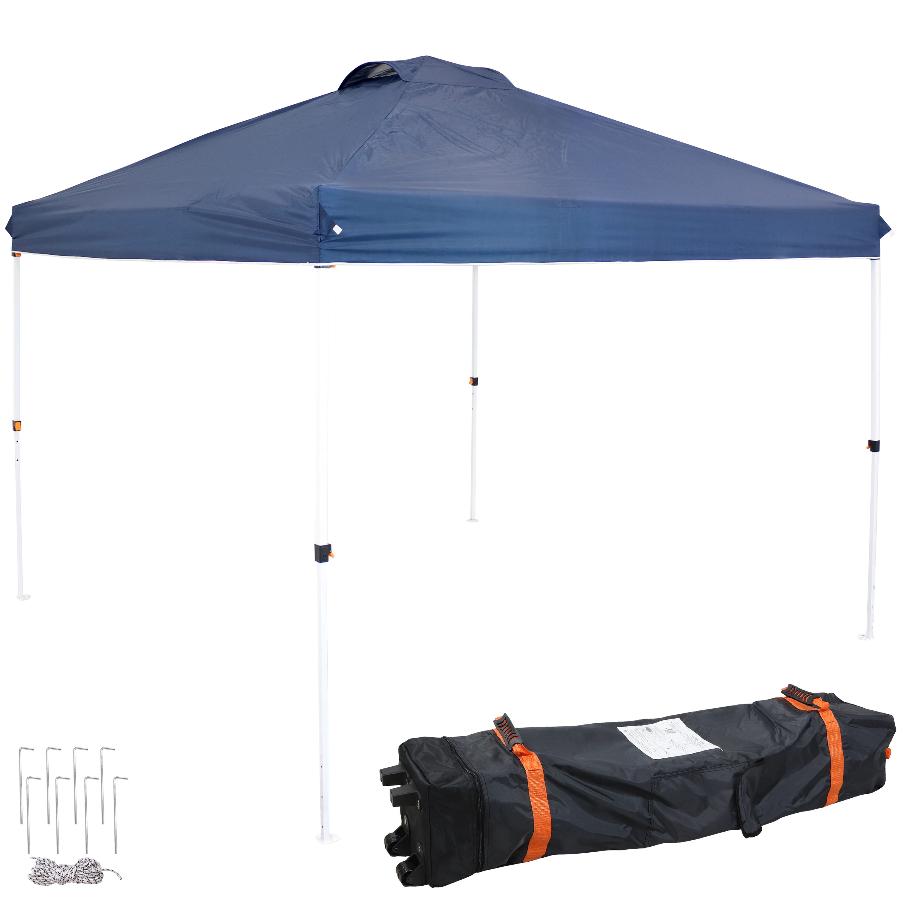 Sunnydaze 12x12 Foot Premium Pop-Up Canopy with Rolling Carry Bag - Blue