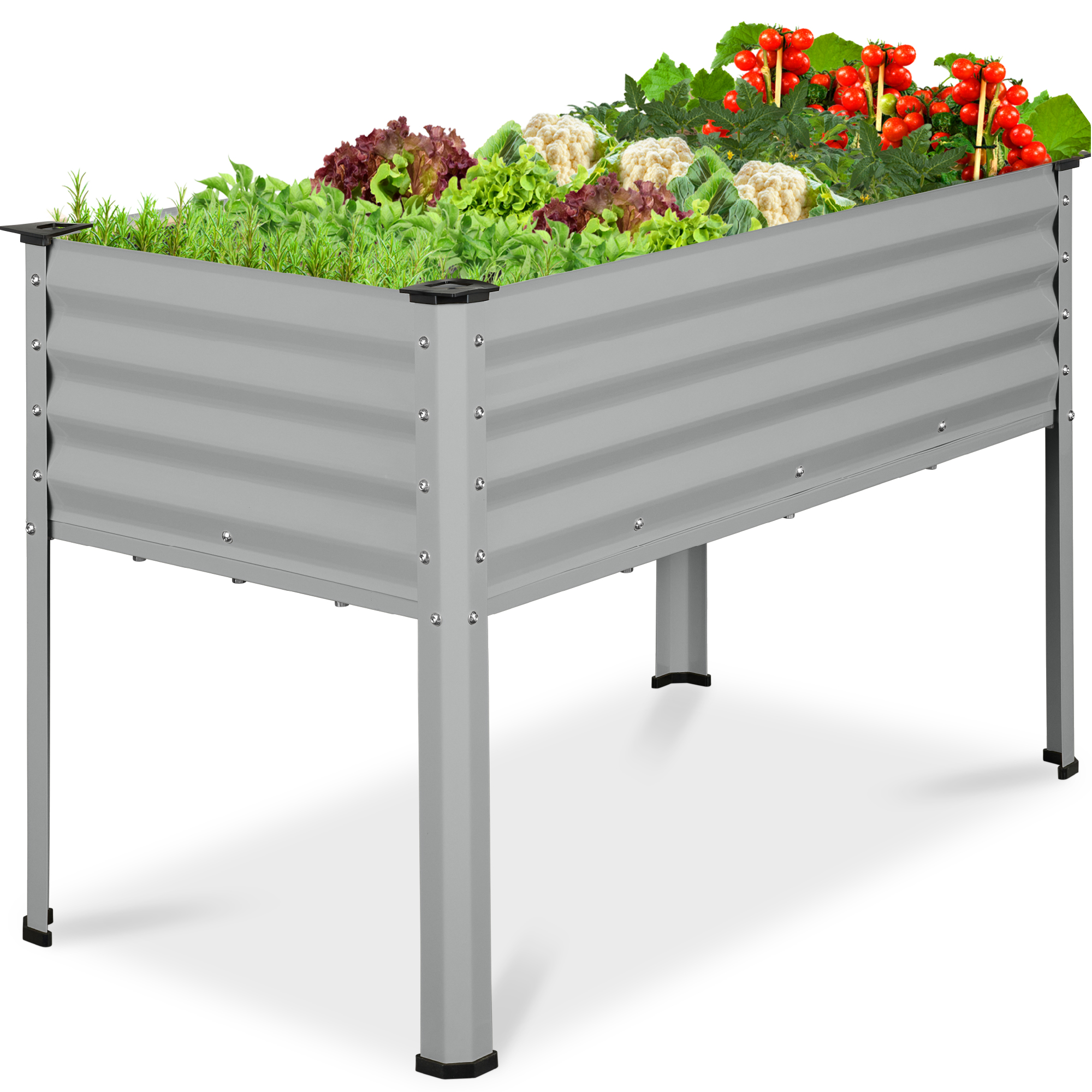48x24x30in Elevated Galvanized Metal Garden Bed w/ Corner Protectors - Moonlight Gray - Best Choice Products Online