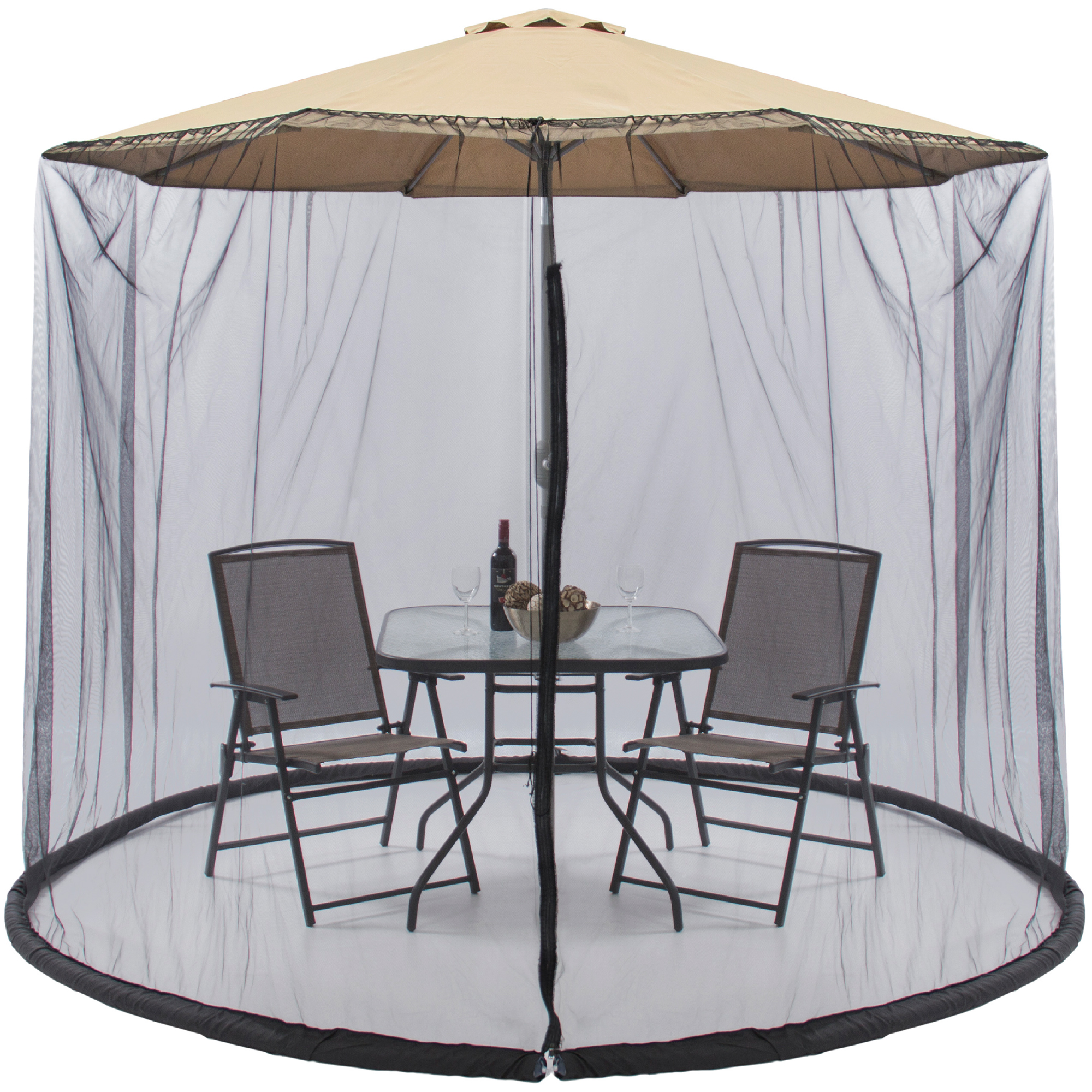 9ft Bug Screen, Adjustable Accessory For Outdoor Patio Umbrella w/ Polyester Net, Fillable Base | Best Choice Products Online