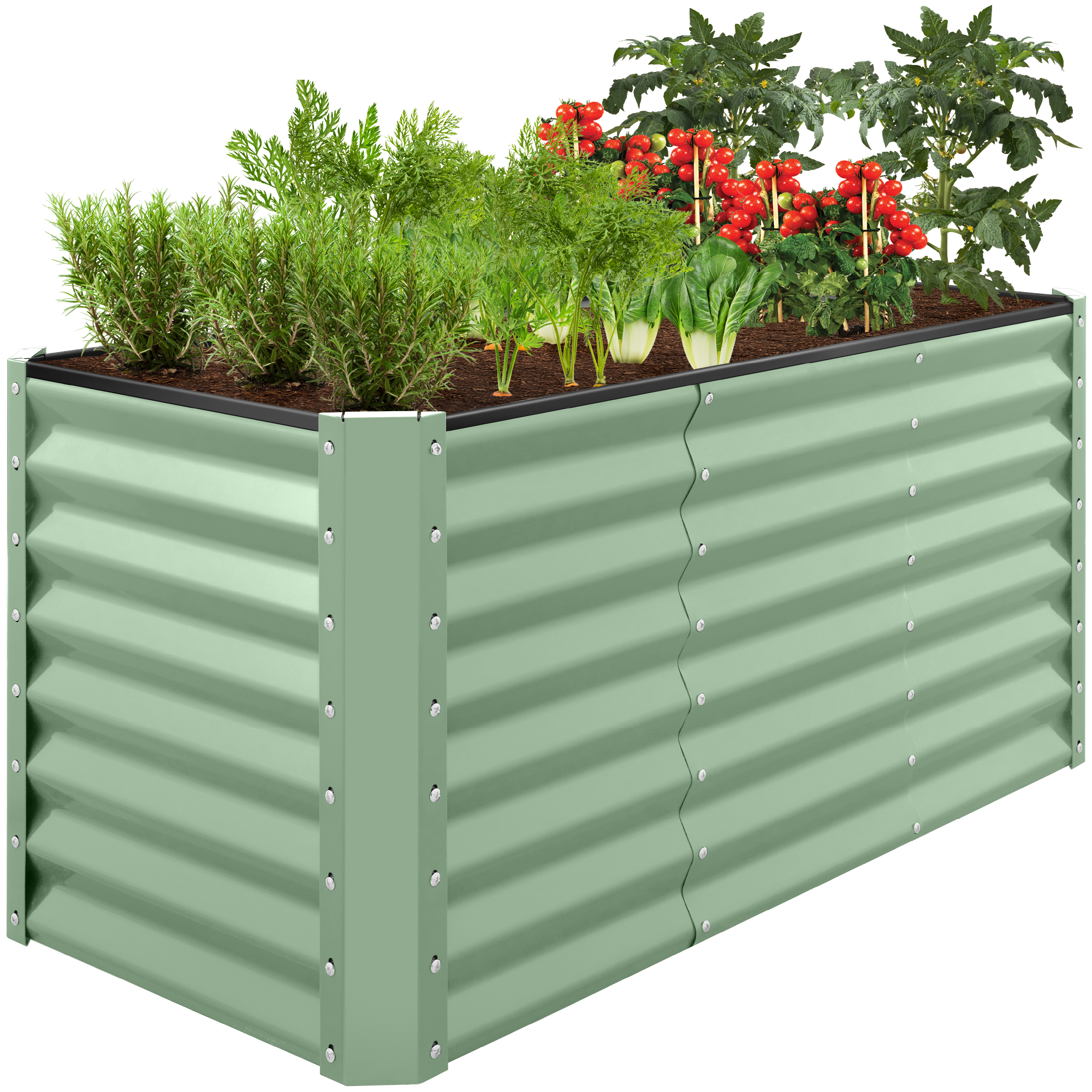 4x2x2ft Outdoor Metal Raised Garden Bed, Planter Box for Vegetables, Flowers, Herbs - Sage Green - Best Choice Products Online