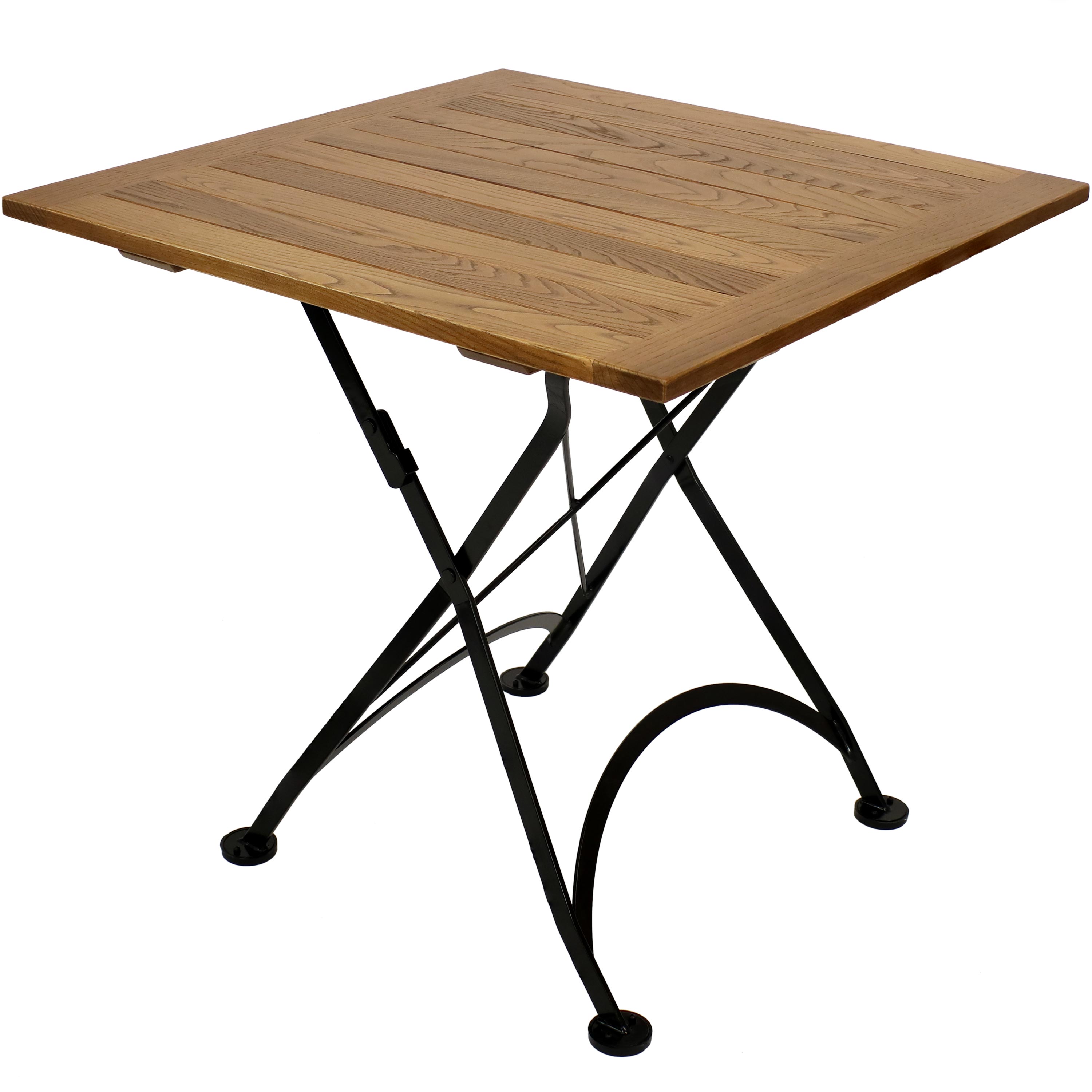 Sunnydaze European Chestnut Wood Folding Square Bistro Table - 31-Inch