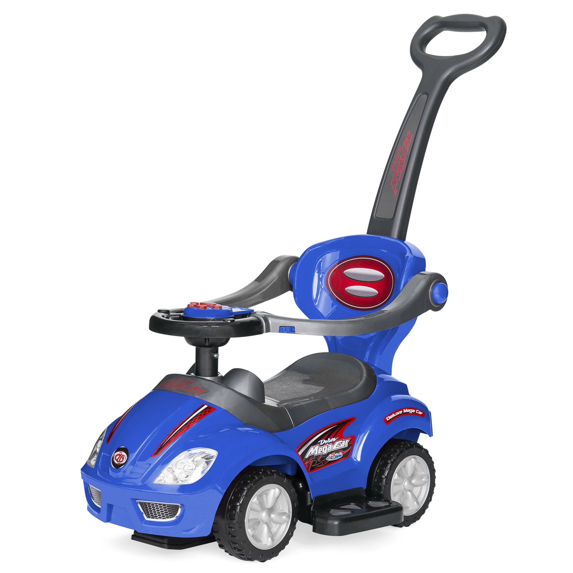 Ride On Wagon - 3-in-1 Kids Push & Pedal Toddler Ride On Wagon Play Toy Stroller w/ Sounds, Handle, Horn - Blue