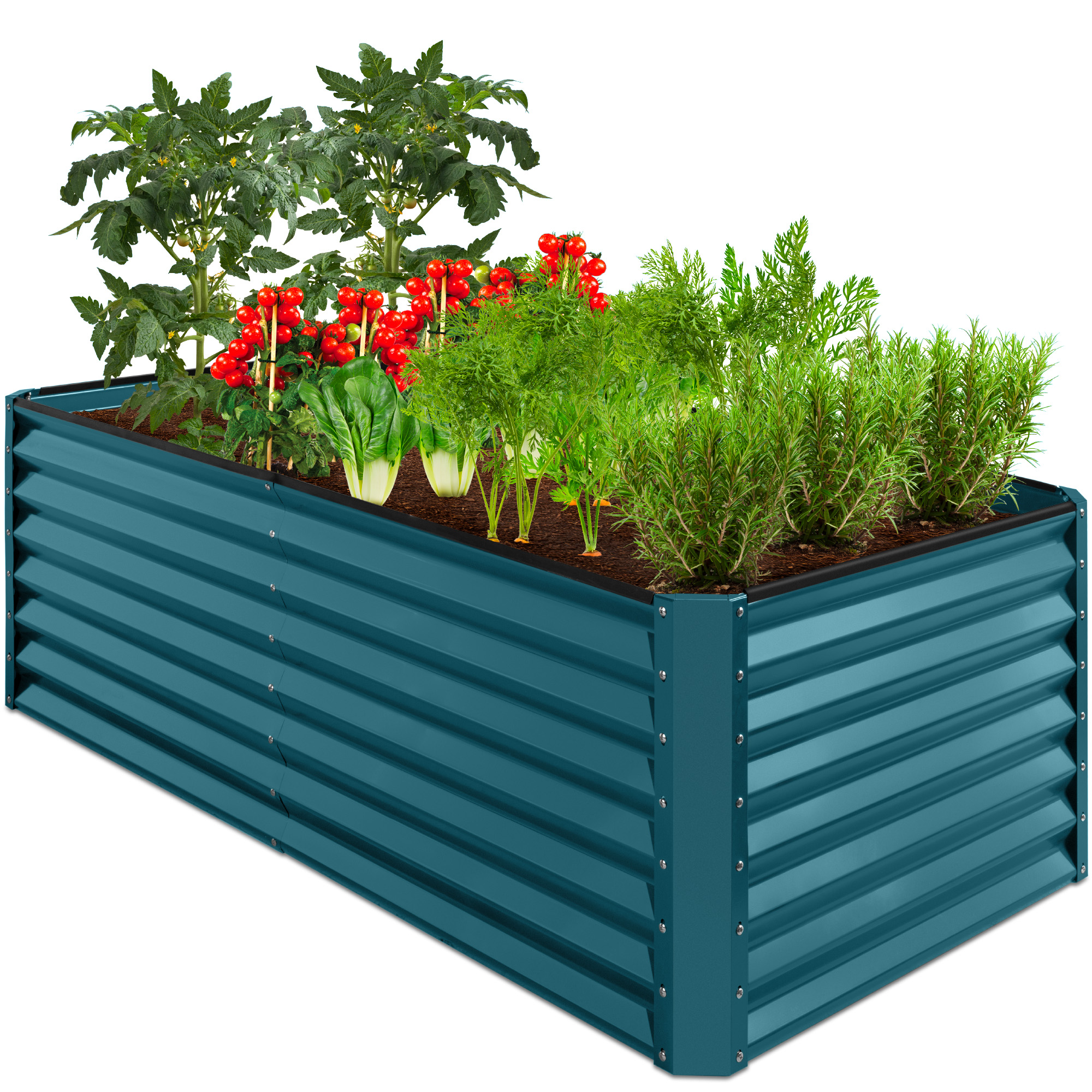 Raised Garden Bed 6x3x2ft, Outdoor Metal Planter Box For Vegetables, Flowers, Herbs, Succulents - Peacock Blue - Best Choice Products Online