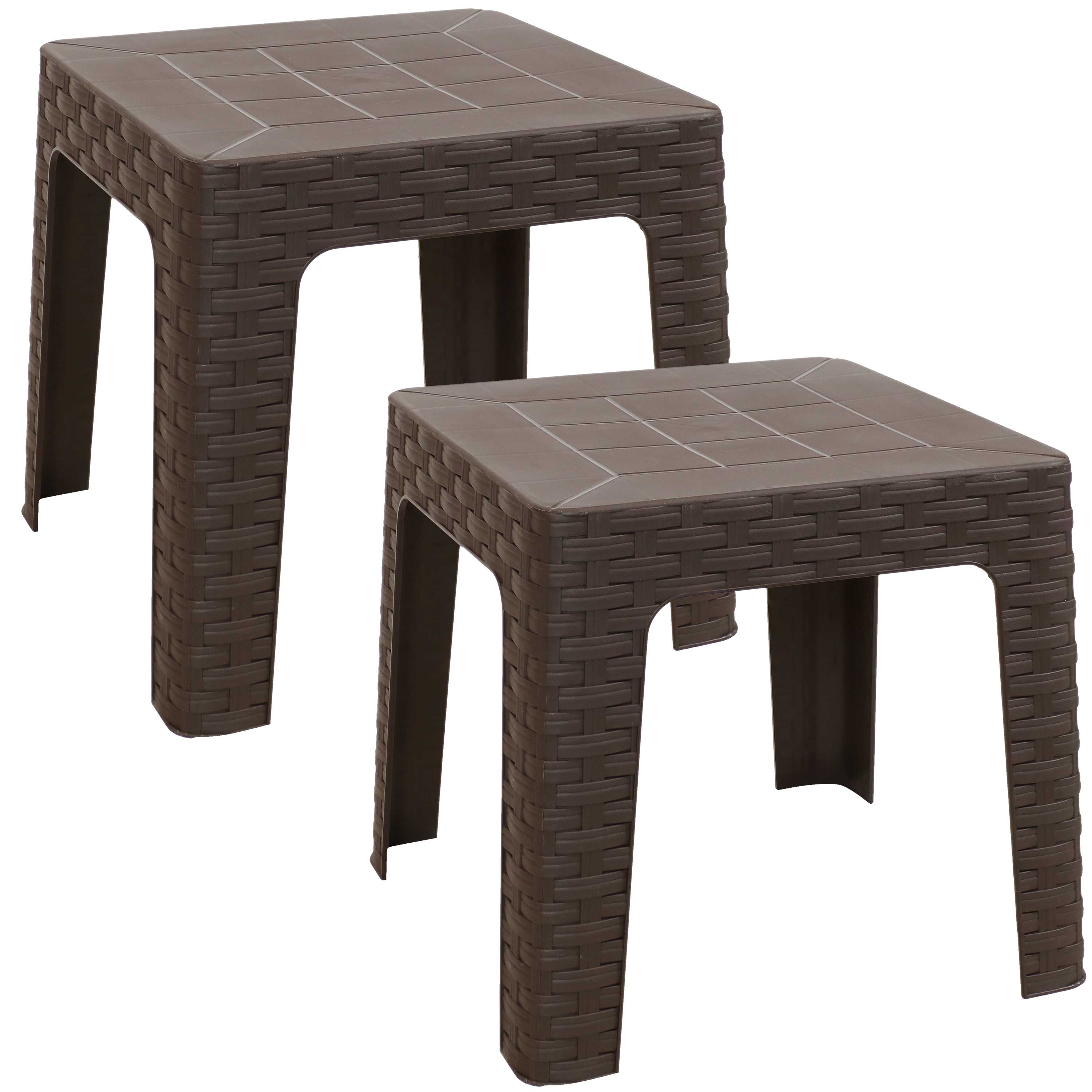 Sunnydaze Patio Side Table - Set of 2 - 18-Inch Square - Brown