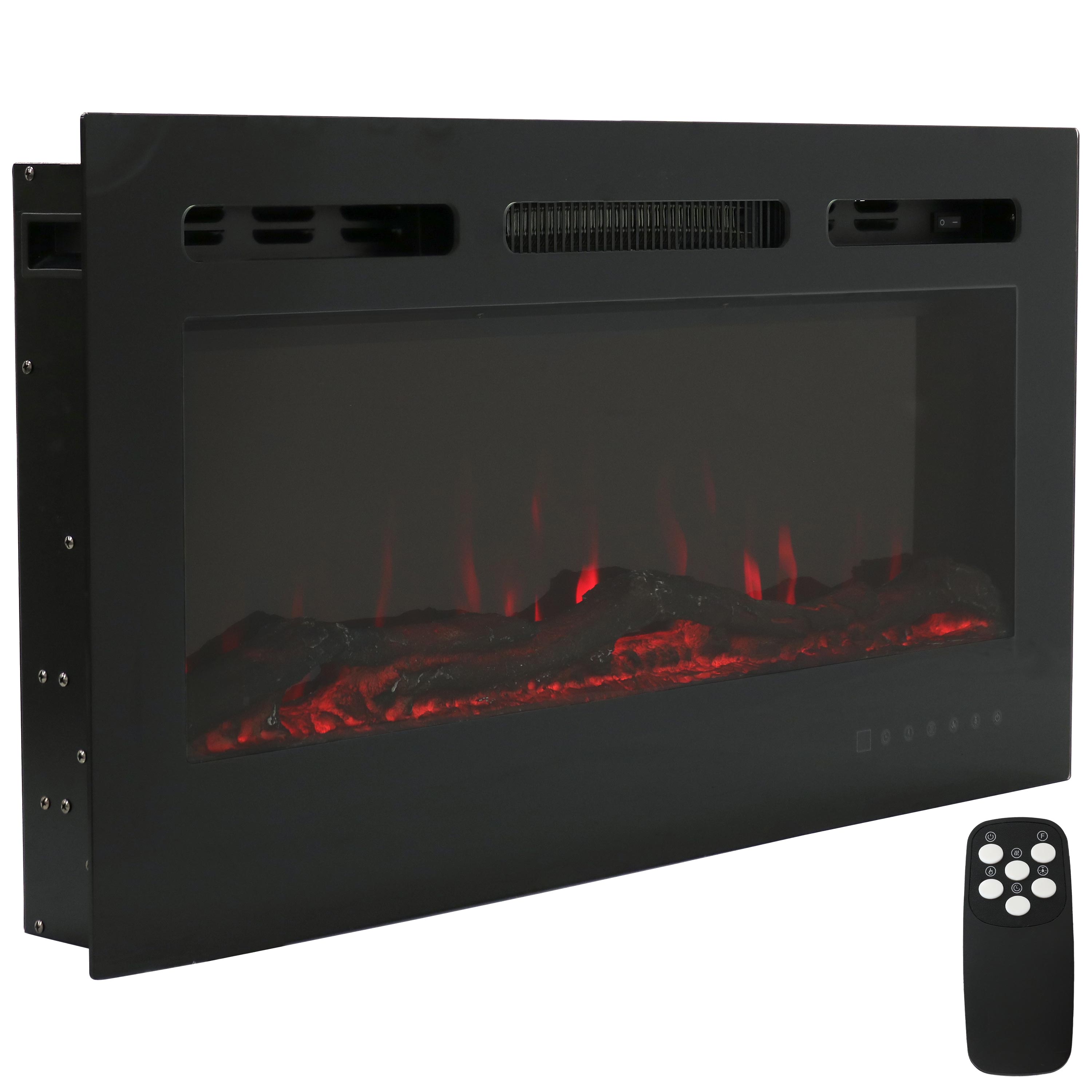 Sunnydaze Modern Flame Mounted Indoor Electric Fireplace - 36-Inch