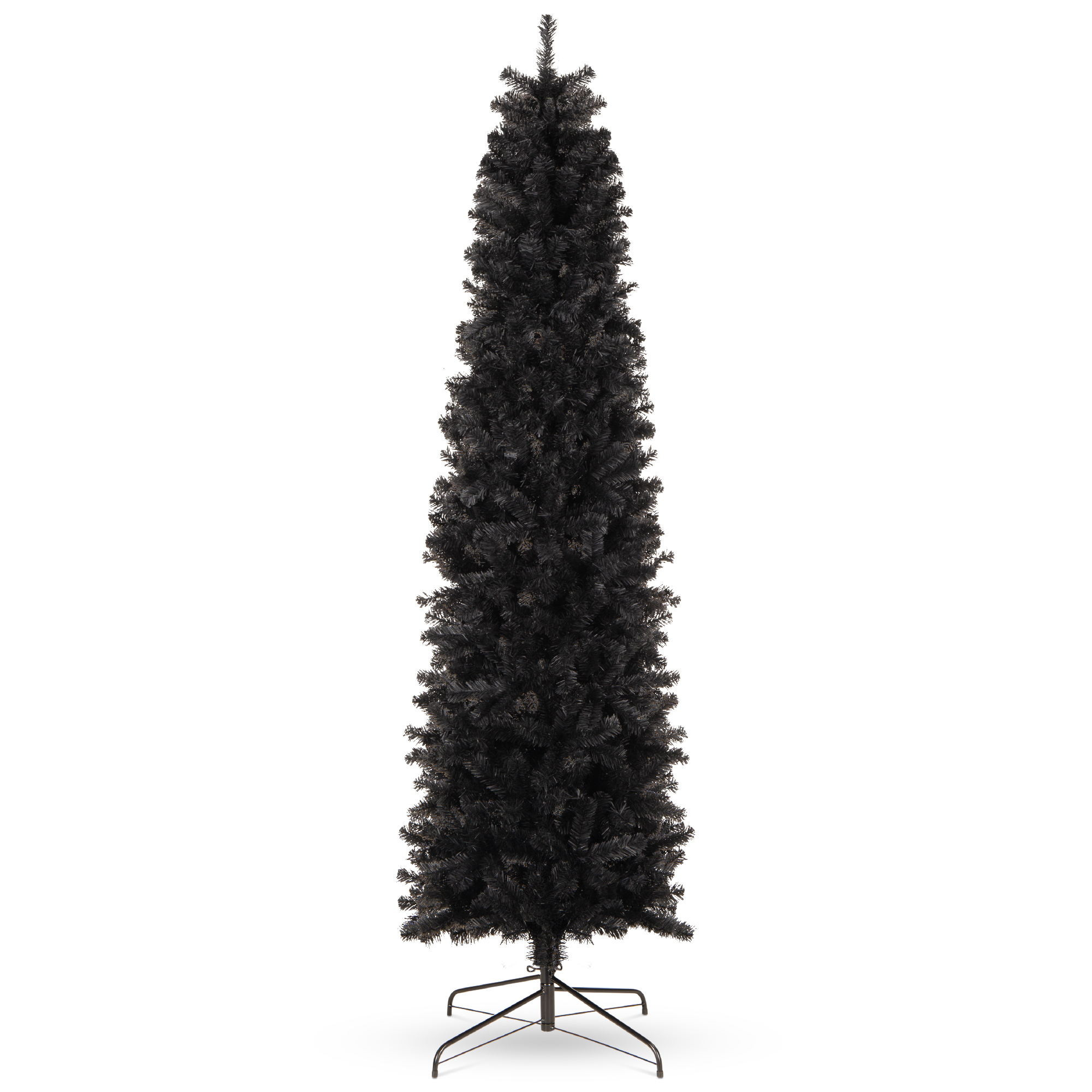 12ft Black Artificial Holiday Christmas Pencil Tree w/ 1,800 Tips, Metal Base - Best Choice Products Online
