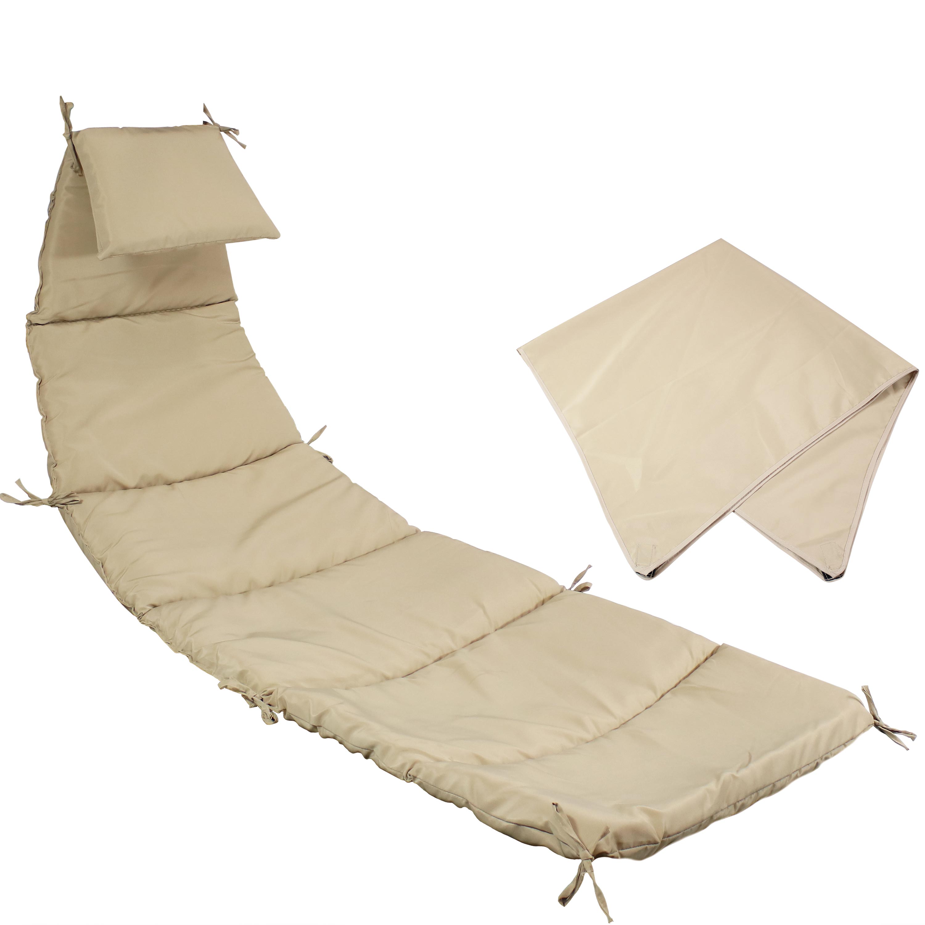 Sunnydaze Hanging Lounge Chair Replacement Cushion and Umbrella, Beige