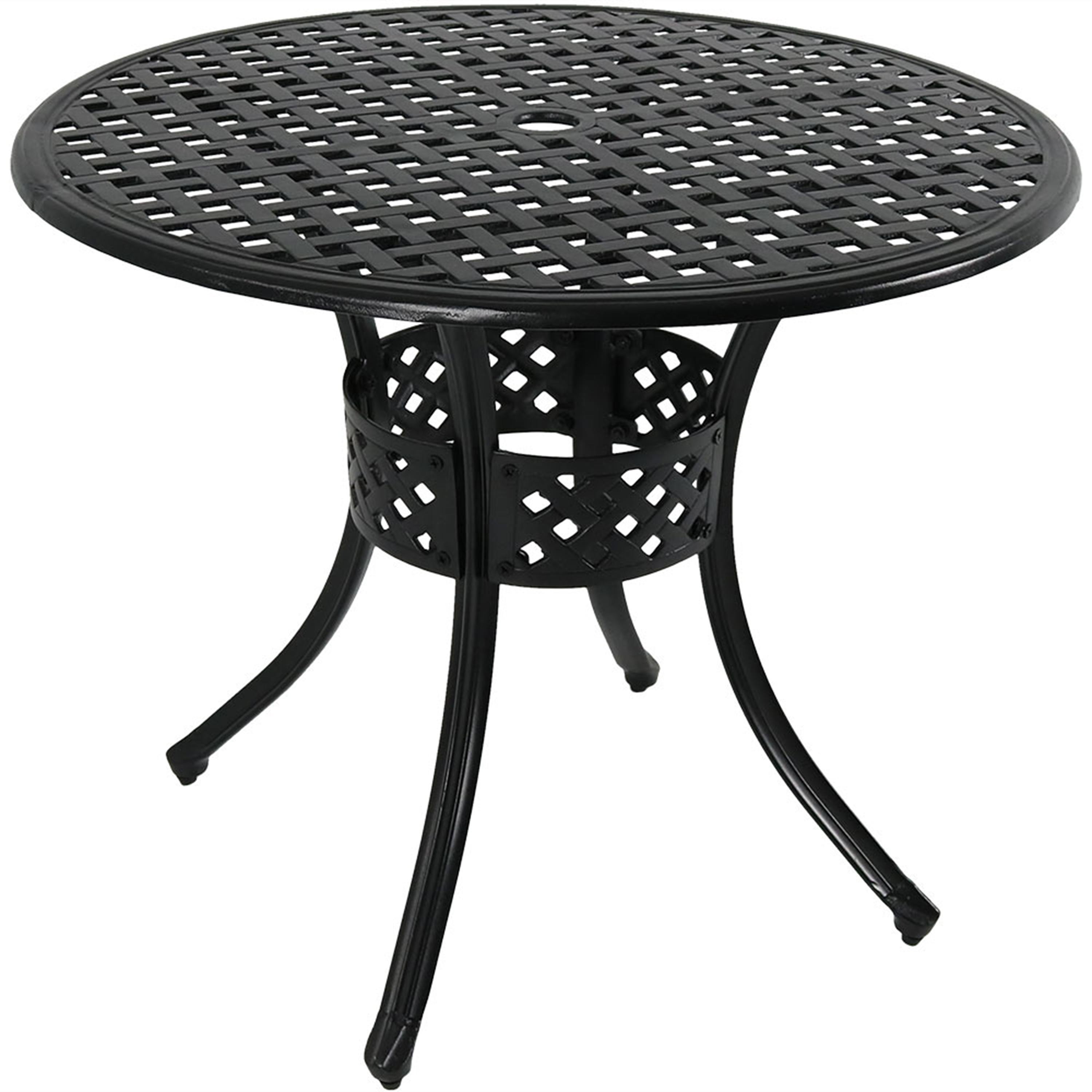 Sunnydaze Black Cast Aluminum Round Dining Table - 33 Inch