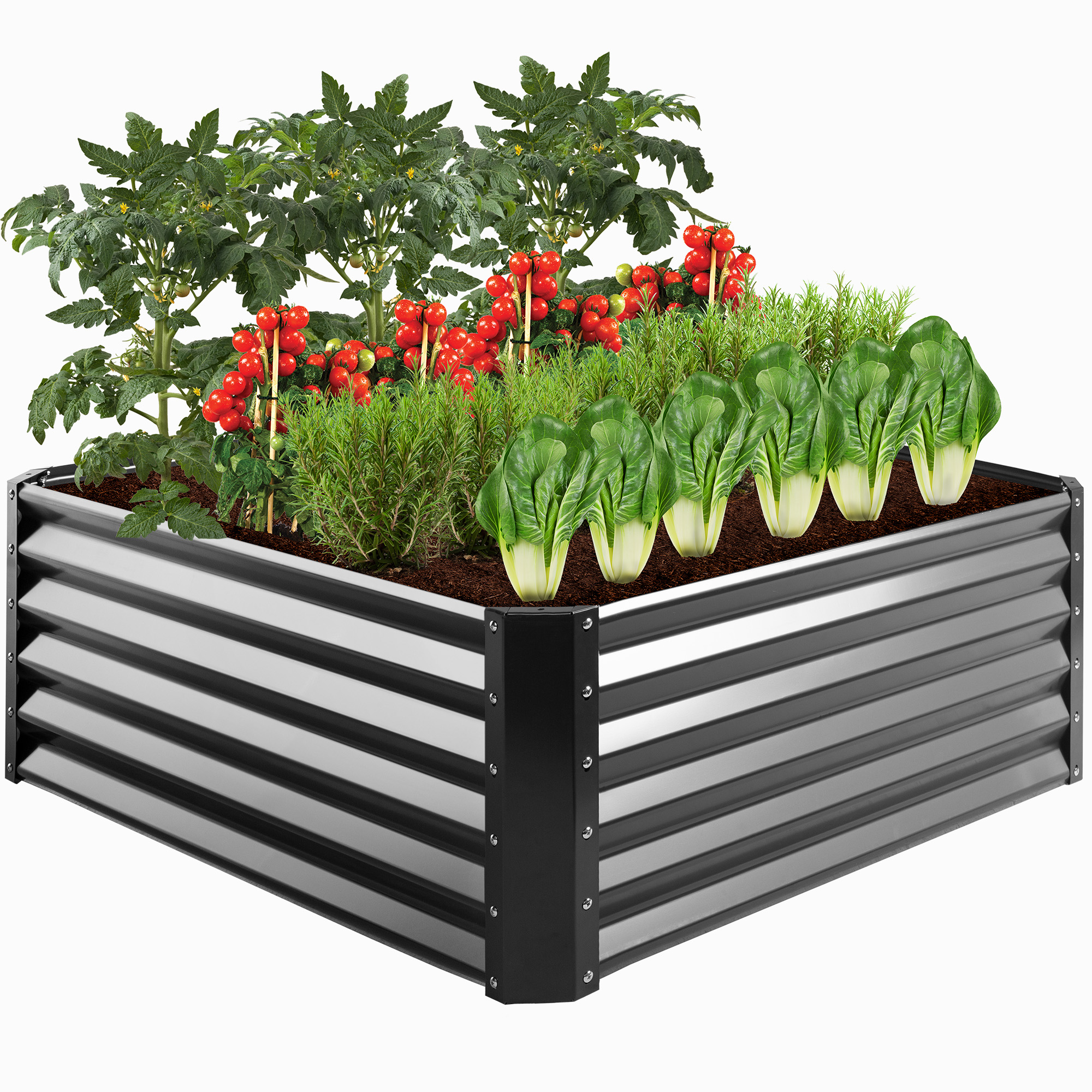 Raised Garden Bed 4ftx4ftx1.5ft, Outdoor Metal Planter Box For Vegetables, Flowers, Herbs, Succulents | Best Choice Products Online