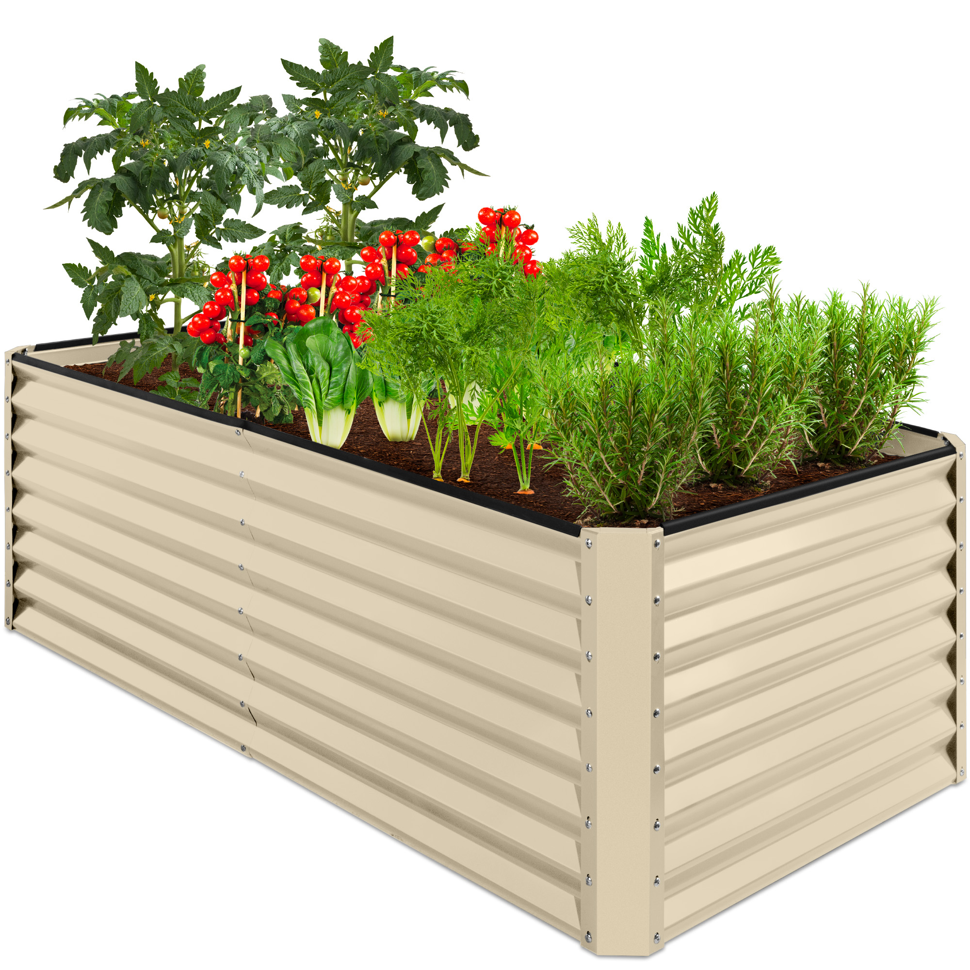 Raised Garden Bed 6x3x2ft, Outdoor Metal Planter Box For Vegetables, Flowers, Herbs, Succulents - Beige - Best Choice Products Online