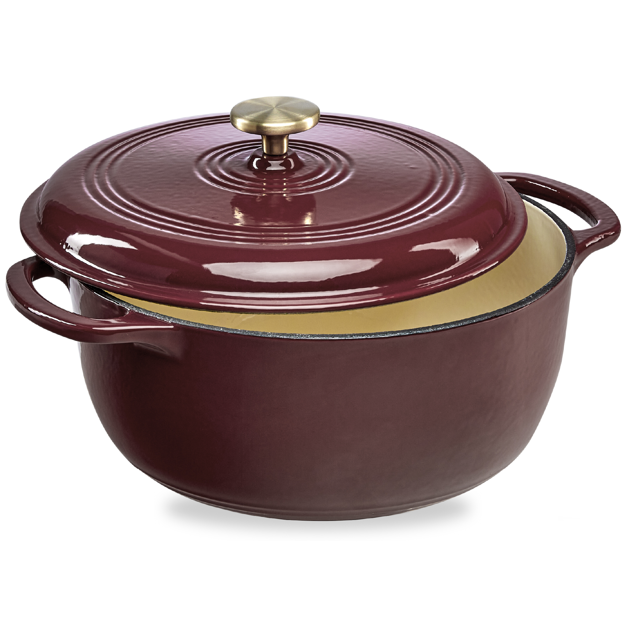 6qt Cast-Iron Dutch Oven, Heavy-Duty Kitchenware w/ Enamel, Side Handles - Burgundy - Best Choice Products Online