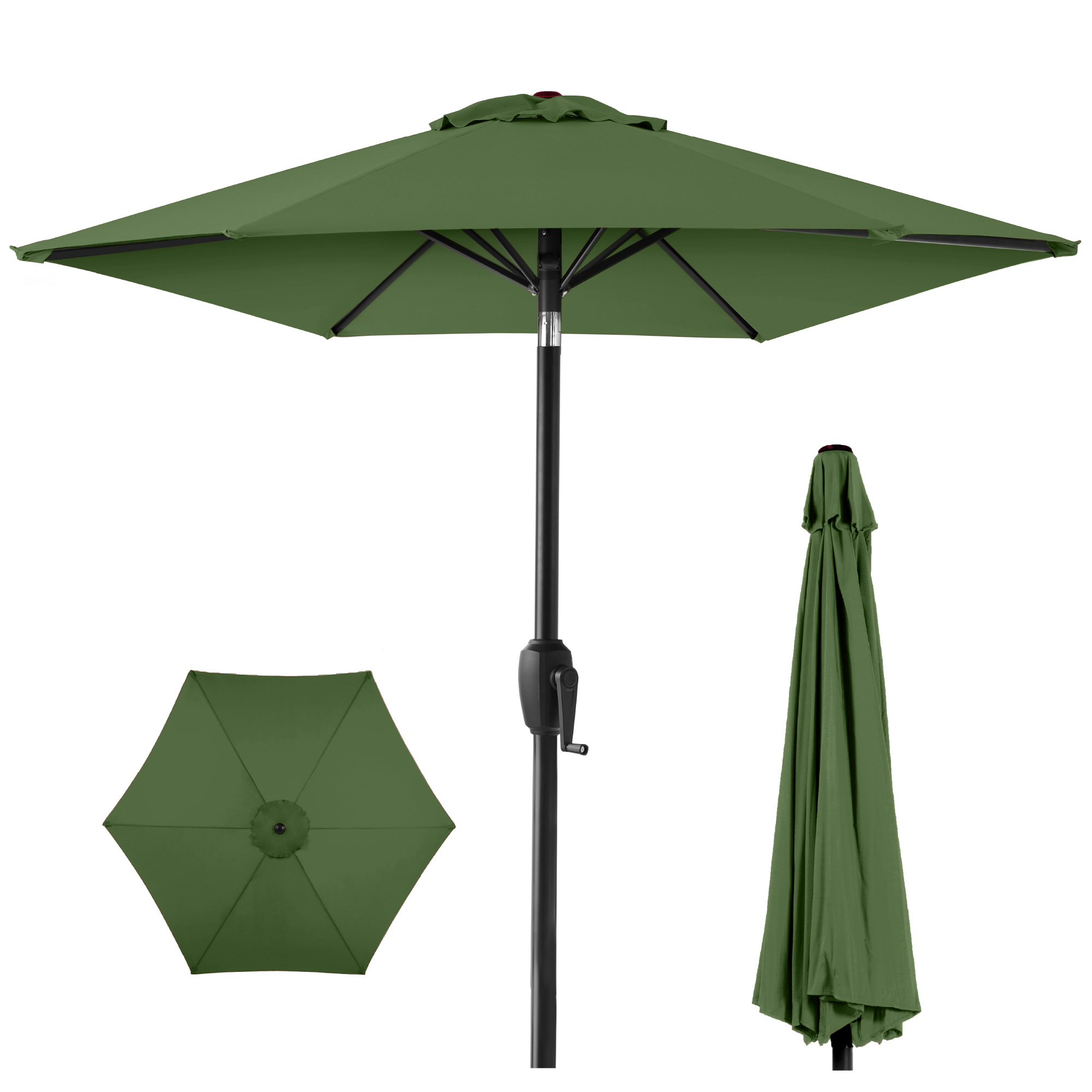 Best Choice Products 7.5ft Heavy-Duty Outdoor Market Patio Umbrella w/ Push Button Tilt, Easy Crank - Fern