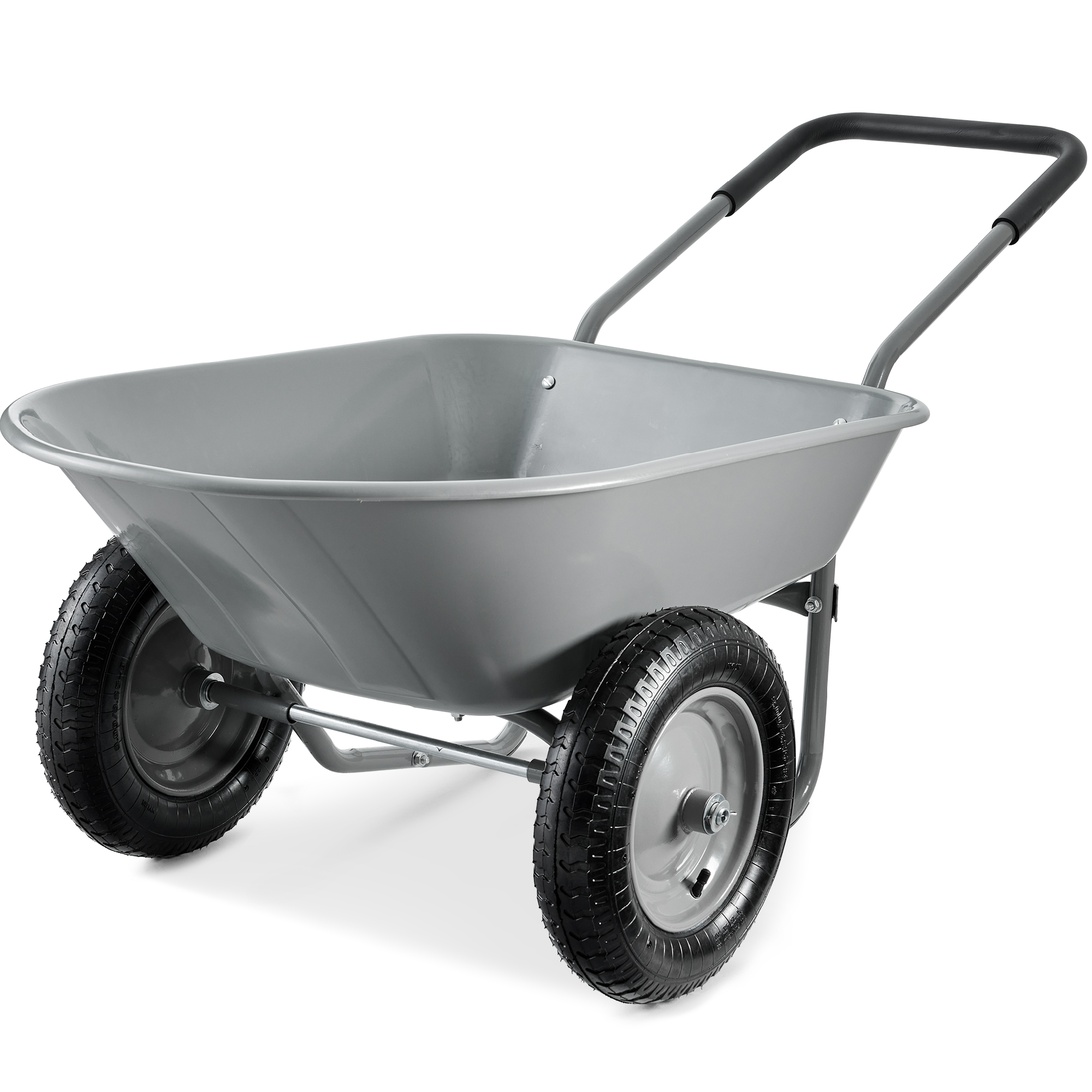Dual-Wheel Home Wheelbarrow Yard Garden Cart for Lawn, Construction - Gray - Best Choice Products Online