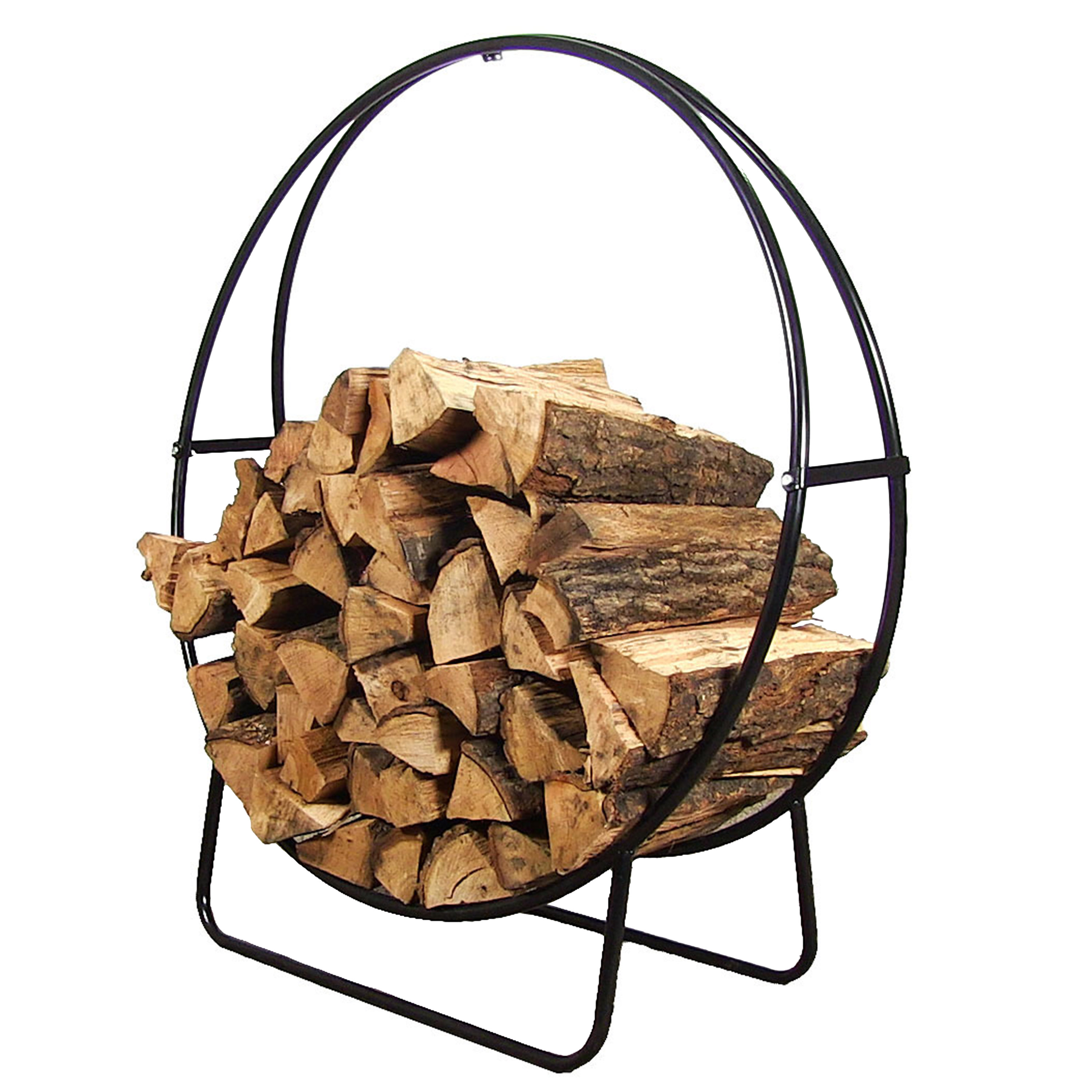 Sunnydaze Steel Firewood Log Hoop, Size and Color Options Available, Black, 24-Inch, Log Hoop ONLY