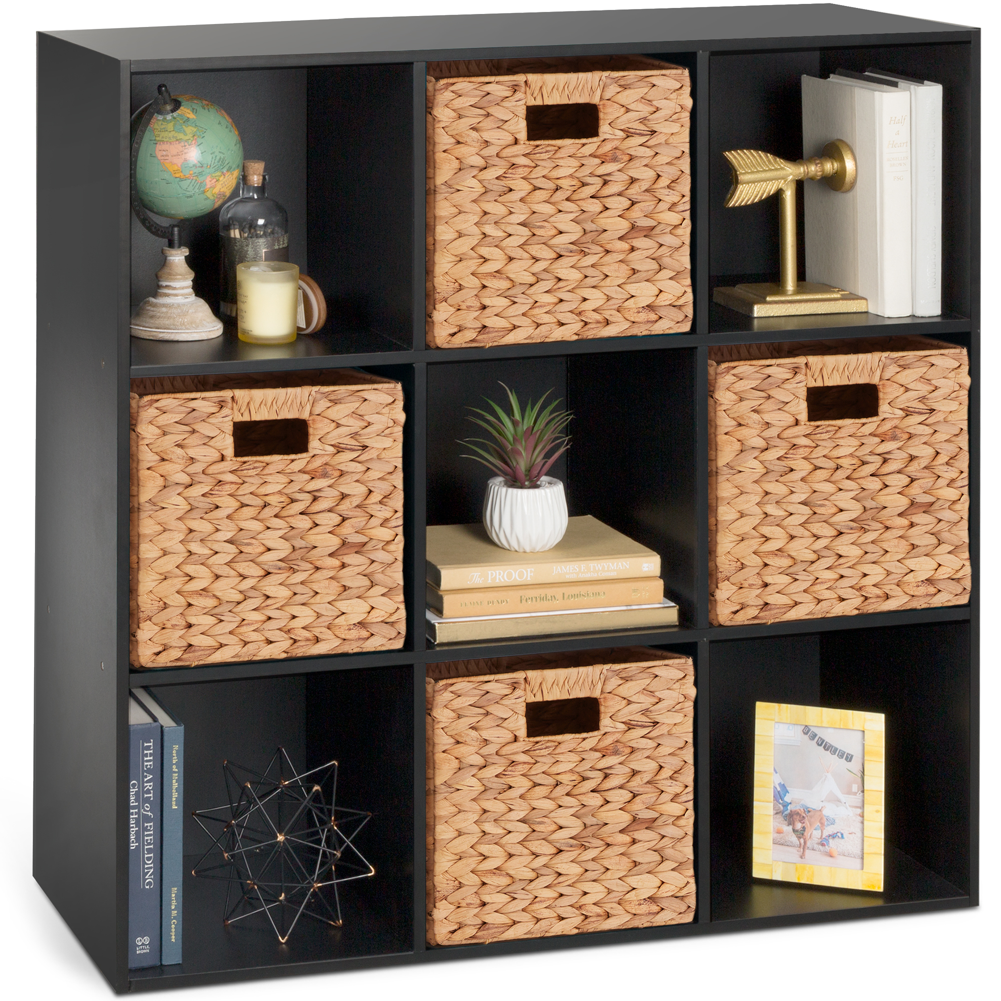 9-Cube Bookshelf, Display Storage System, Compartment Organizer w/ 3 Removable Back Panels - Black - Best Choice Products Online
