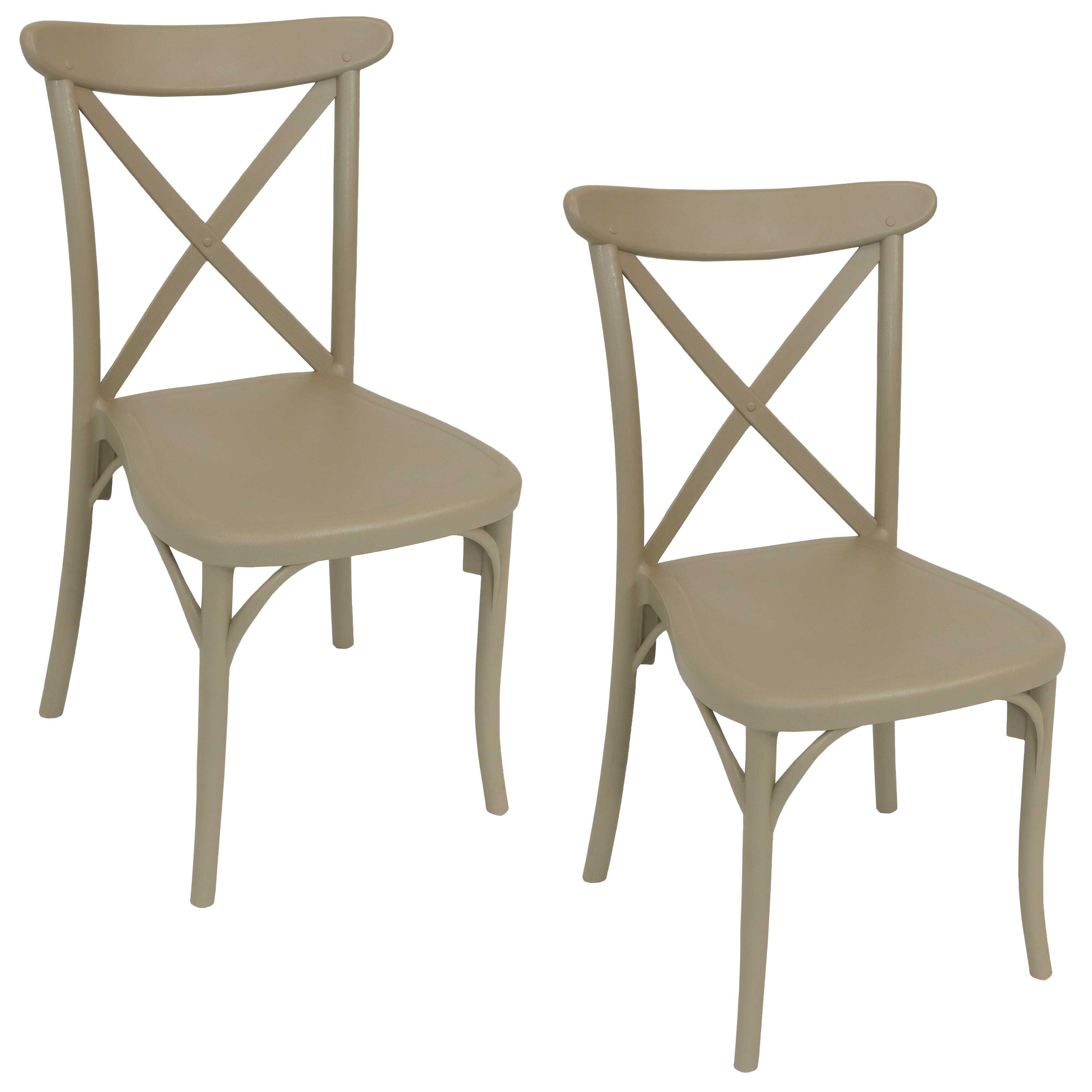 Sunnydaze Bellemead Plastic Patio Dining Chair - Coffee - 2-Pack