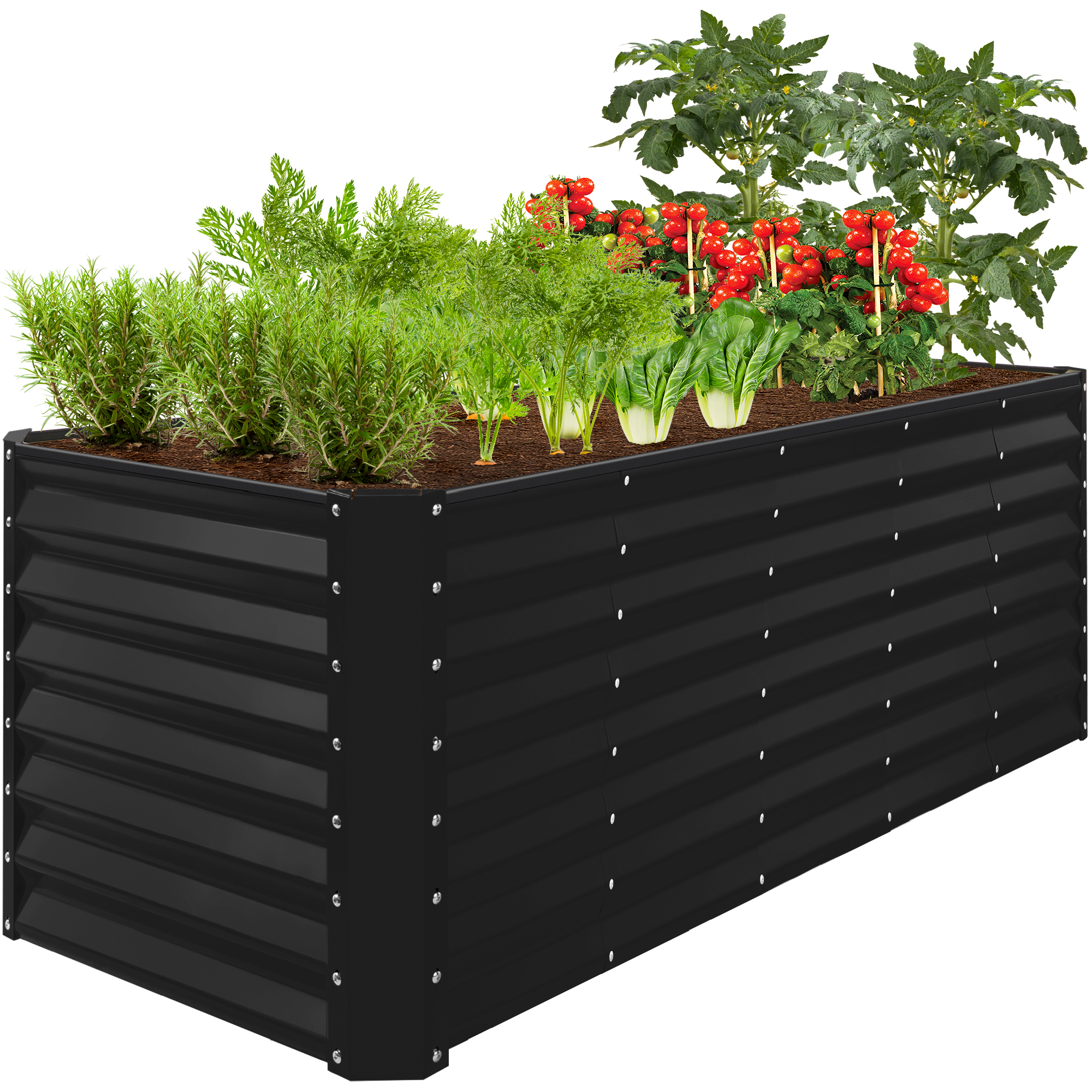 8x2x2ft Raised Metal Outdoor Garden Bed, Planter Box for Flowers, Vegetables, Herbs - Black - Best Choice Products Online