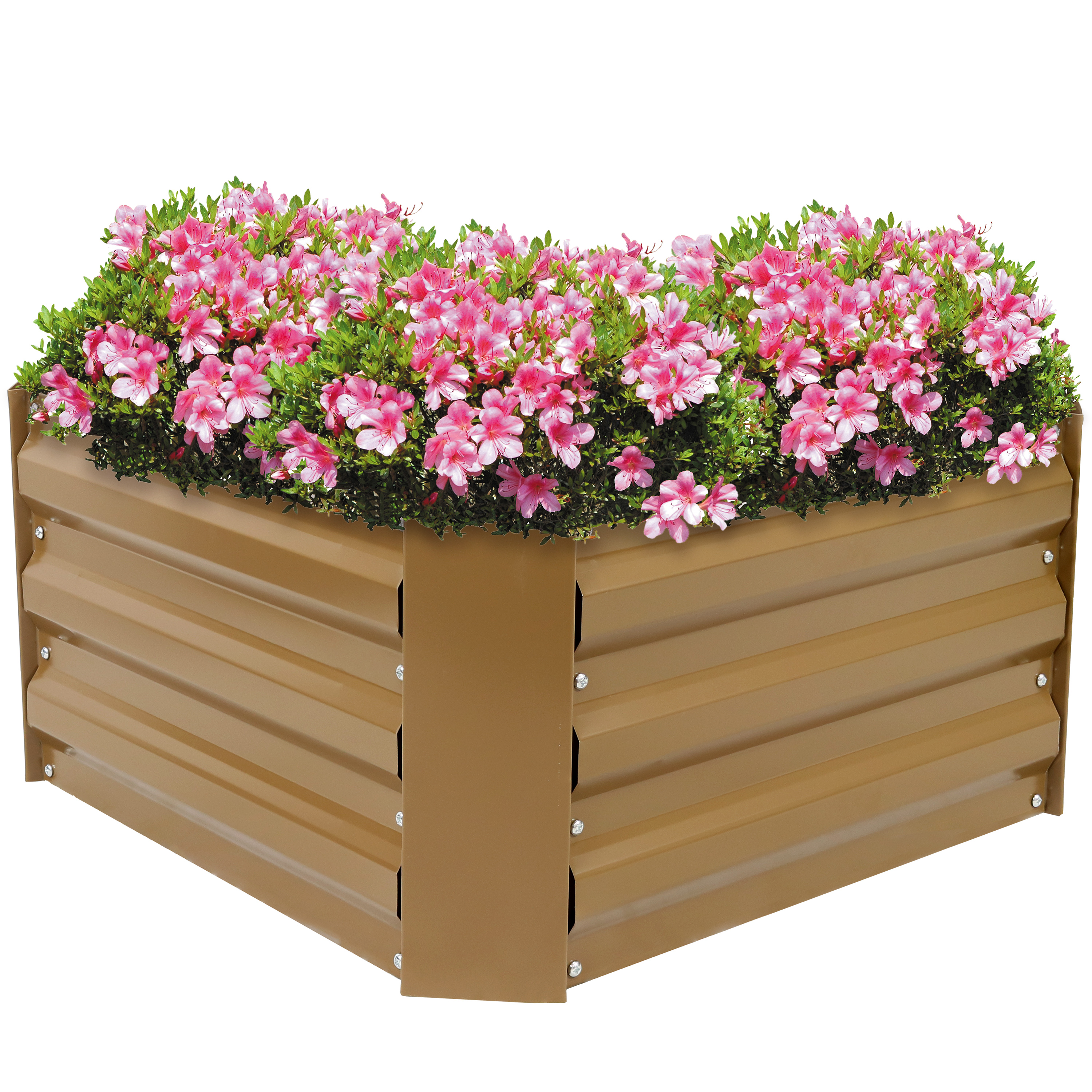 Sunnydaze Galvanized Steel Raised Garden Bed - 24-Inch Square - Brown