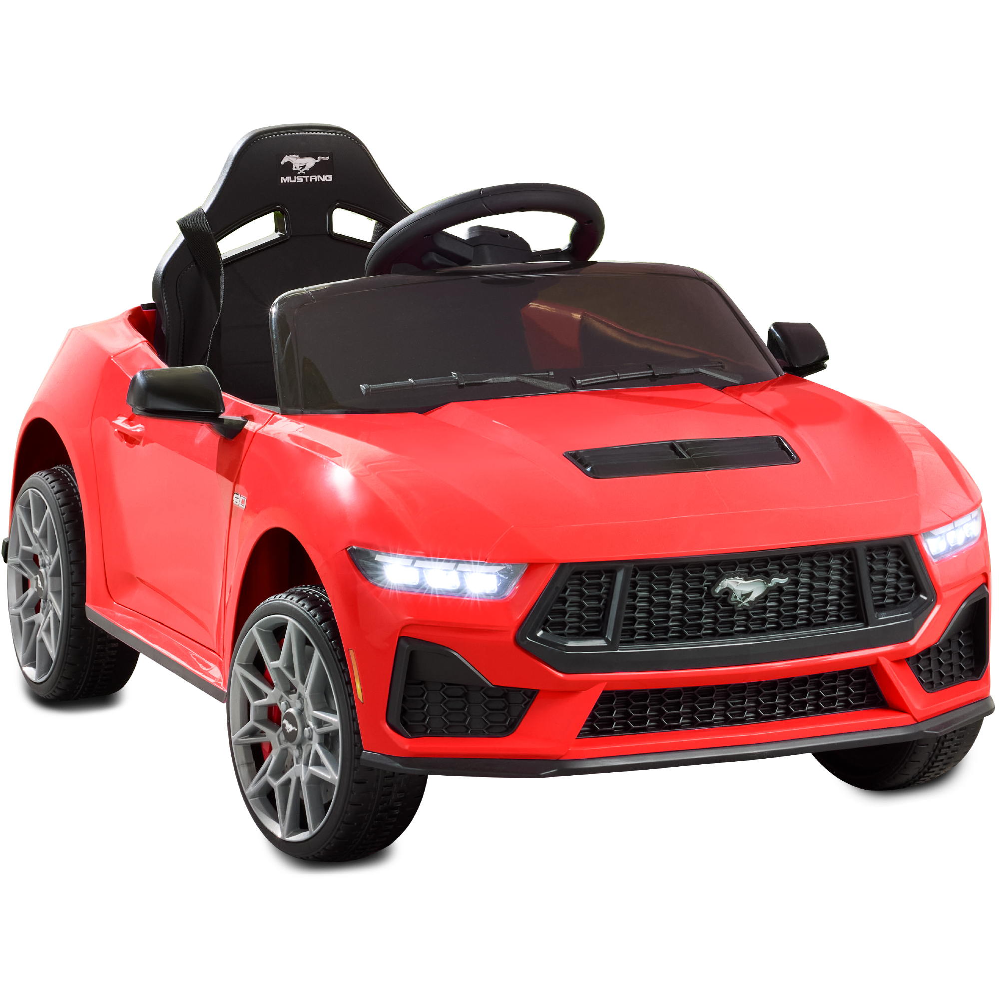 Kids 12V Electric Ride-On Car, Officially Licensed Ford Mustang w/ Remote, LED Lights - Red - Best Choice Products Online