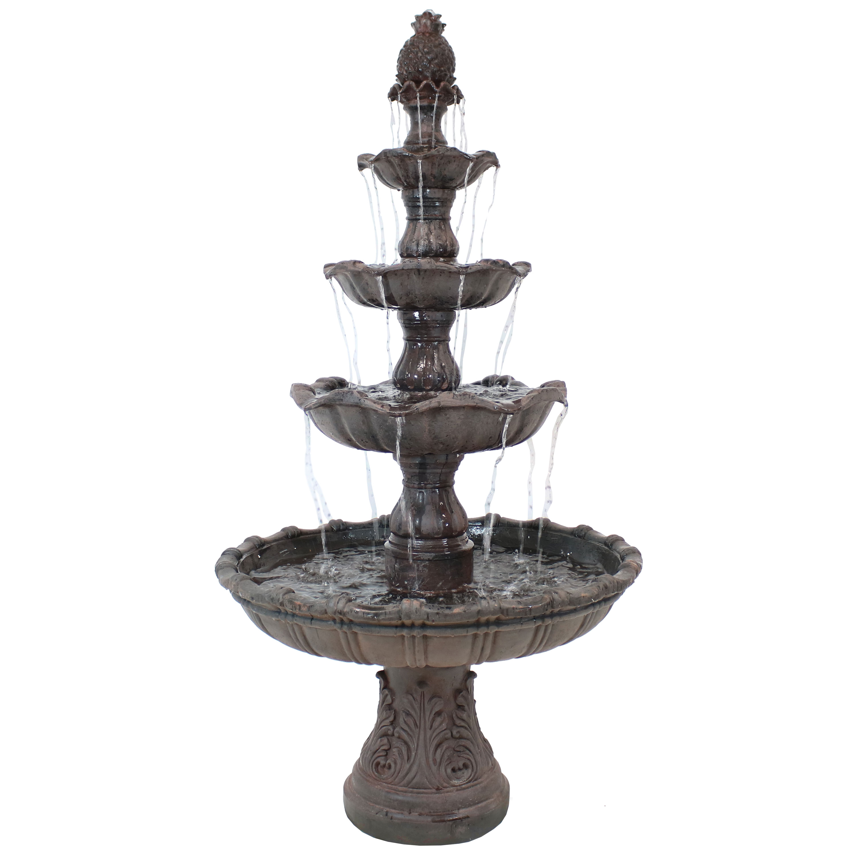 Sunnydaze 4-Tier Grand Courtyard Water Fountain - Dark Chestnut - 80-Inch