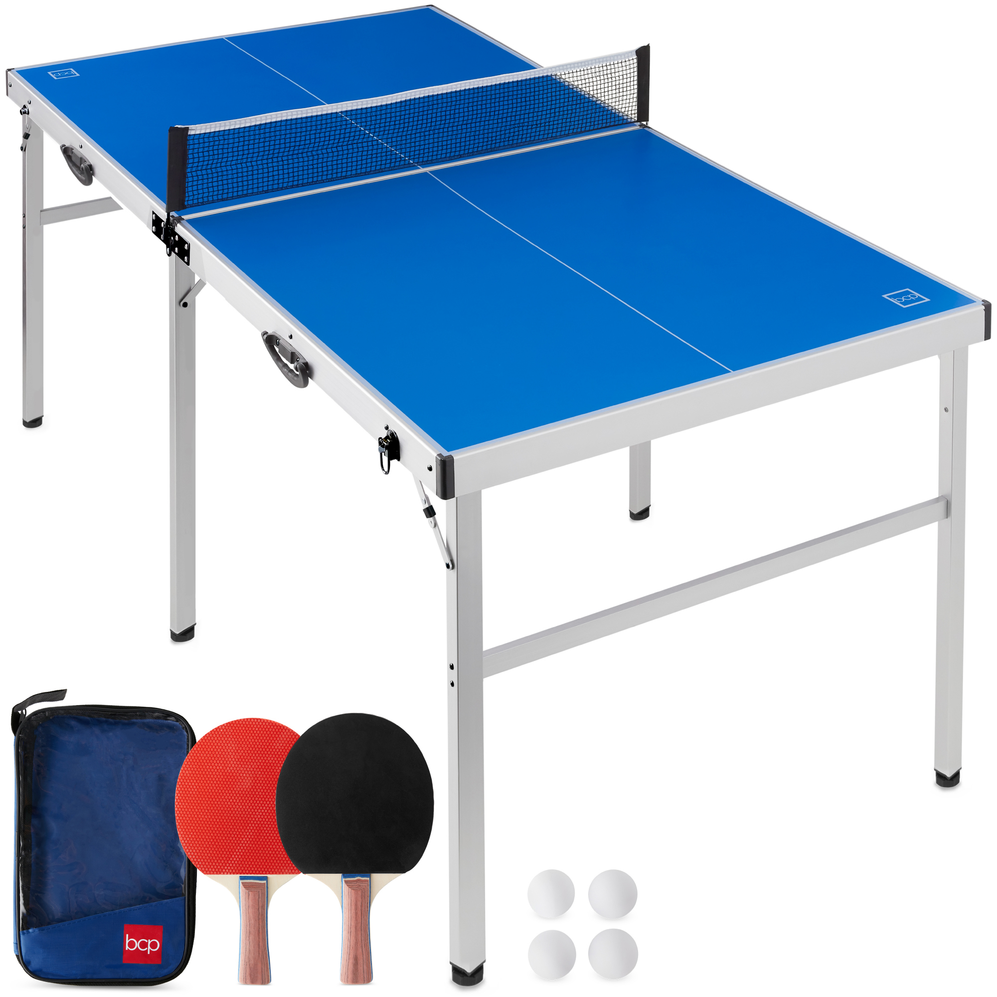 6x3ft Portable Ping Pong Table Game Set, Folding Indoor Outdoor Table Tennis w/ 2 Paddles, Balls - Blue - Best Choice Products Online