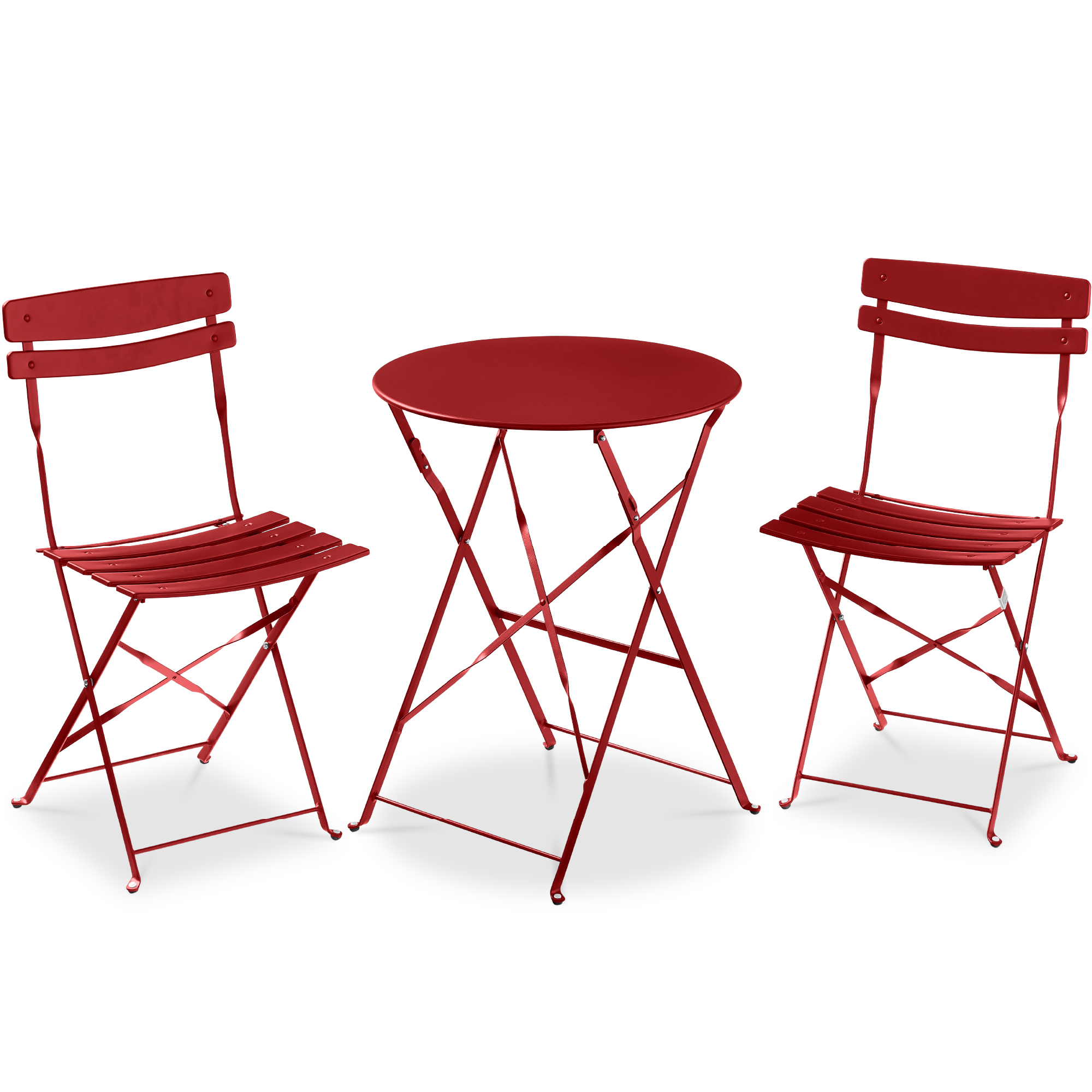3-Piece Bistro Set, Folding Patio Furniture w/ 2 Chairs & Table - Red - Best Choice Products Online