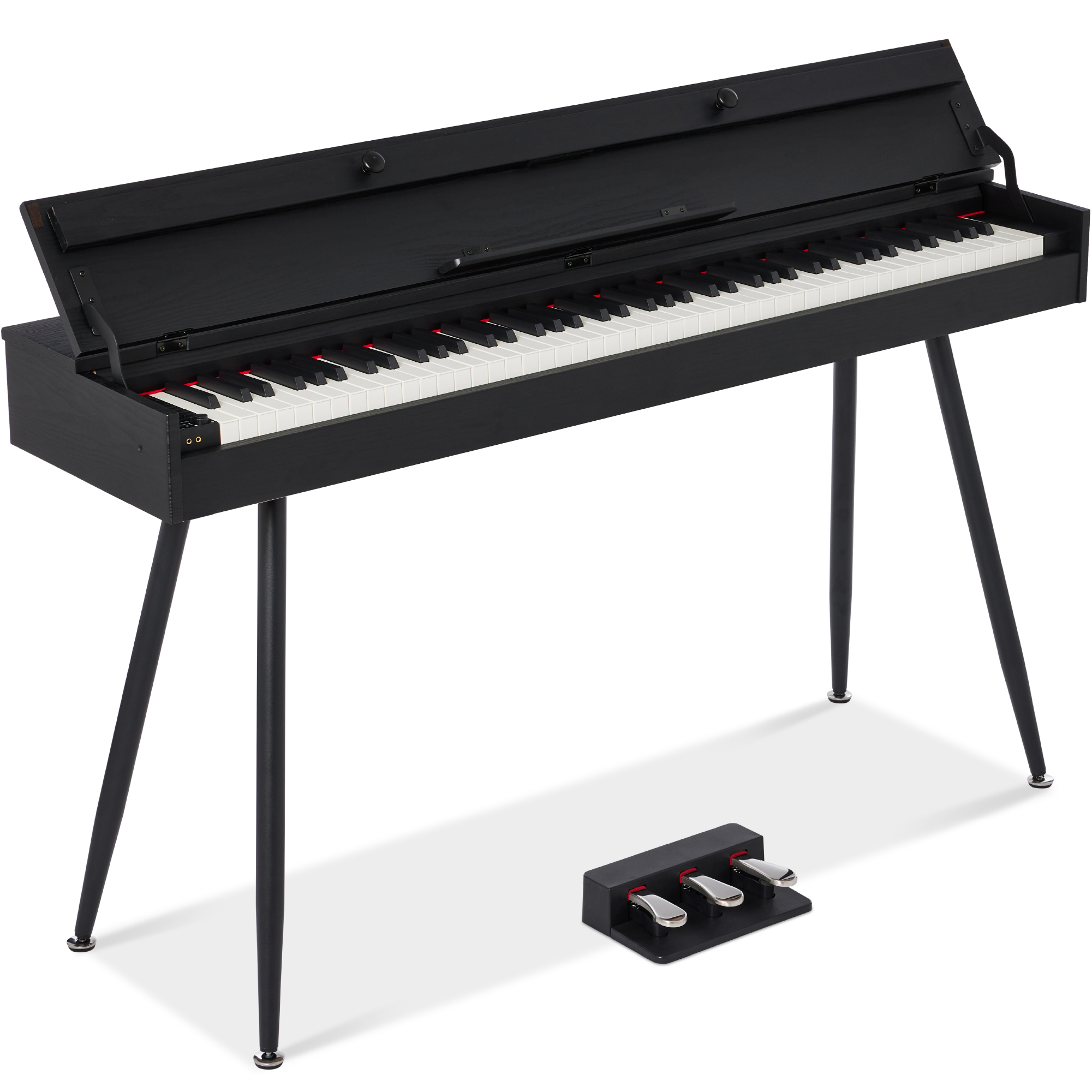 Modern 88 Key Fully Weighted Desk Style Digital Piano w/ Metal Legs, 3 Sustain Pedal - Black - Best Choice Products Online
