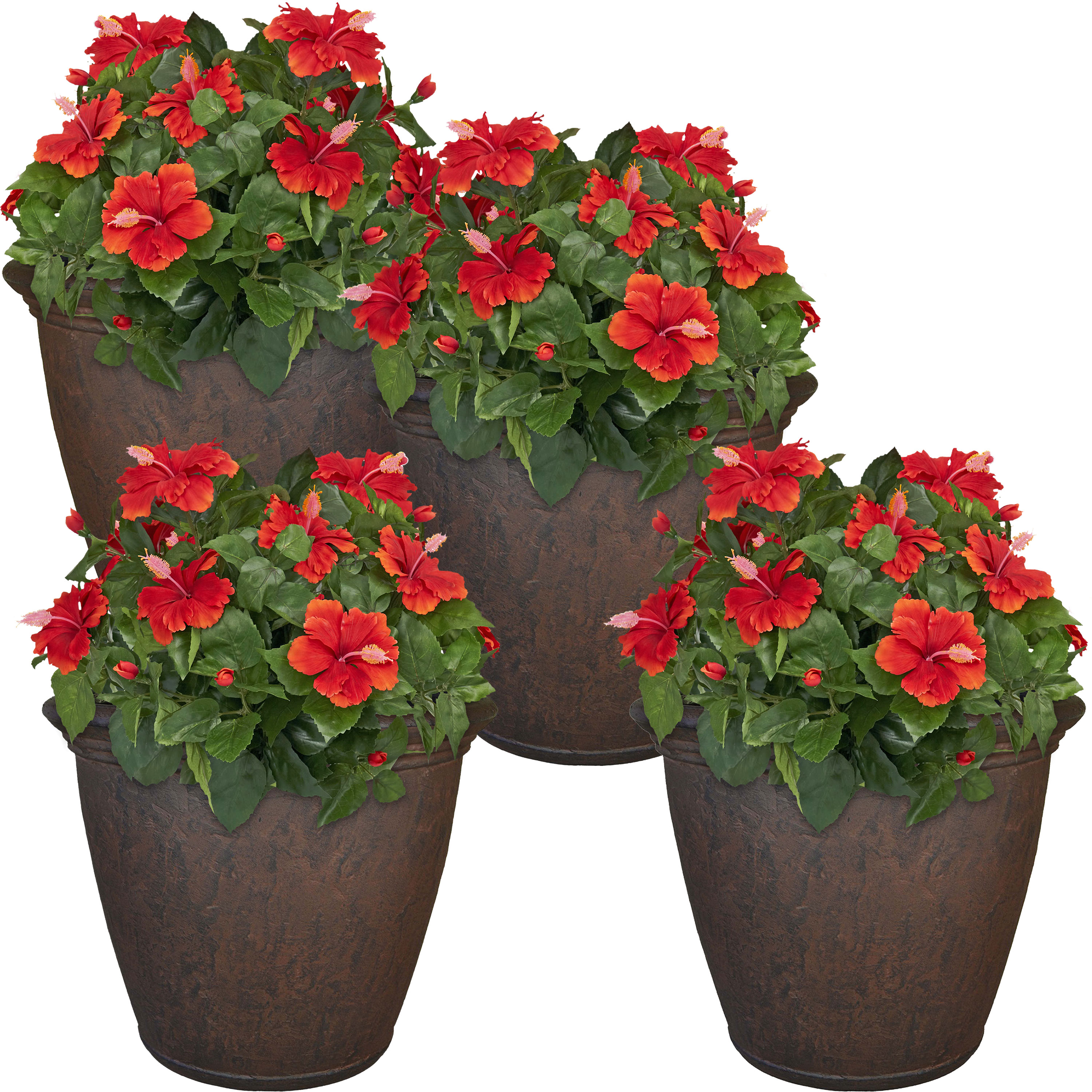 Sunnydaze Anjelica Outdoor Flower Pot Planter - Rust - 24-Inch - 4-Pack