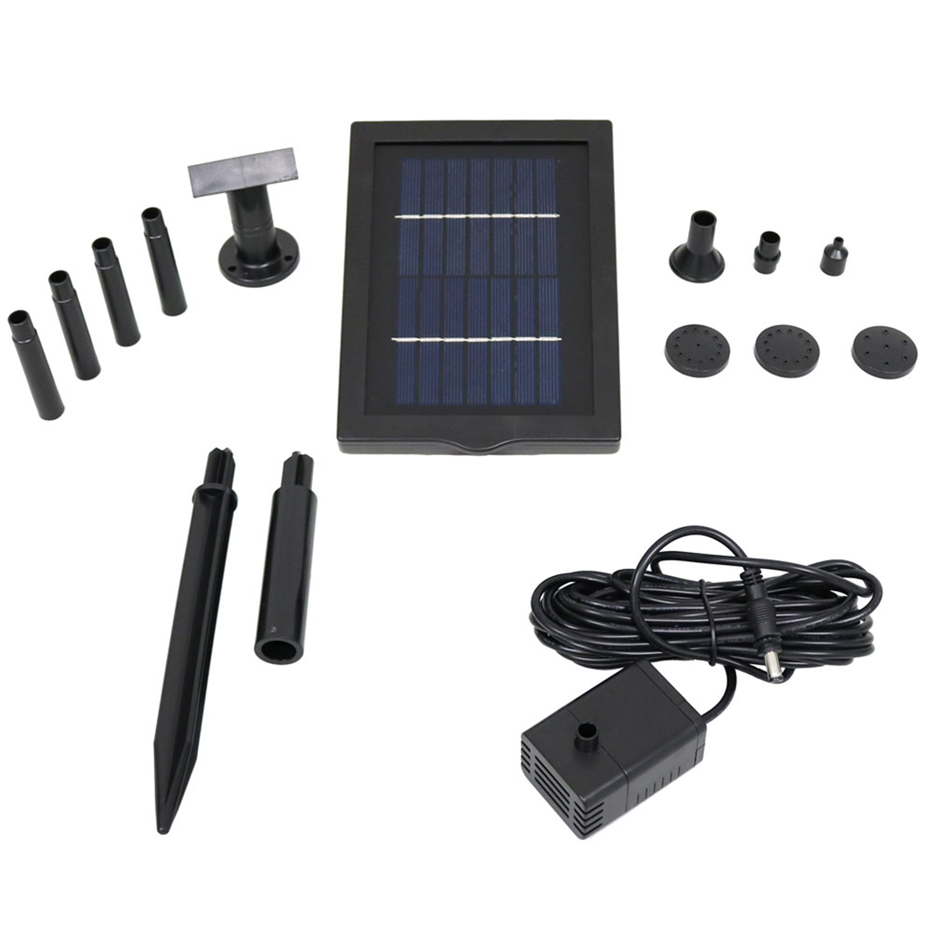 Sunnydaze Solar Pump and Solar Panel Kit With 5 Spray Heads, 40 GPH, 24-Inch Lift, No